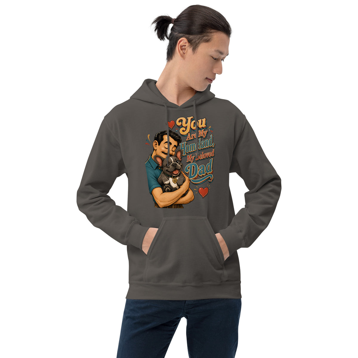 French Bulldog Dad Homeland Retro Unisex Hoodie by printfluence.net