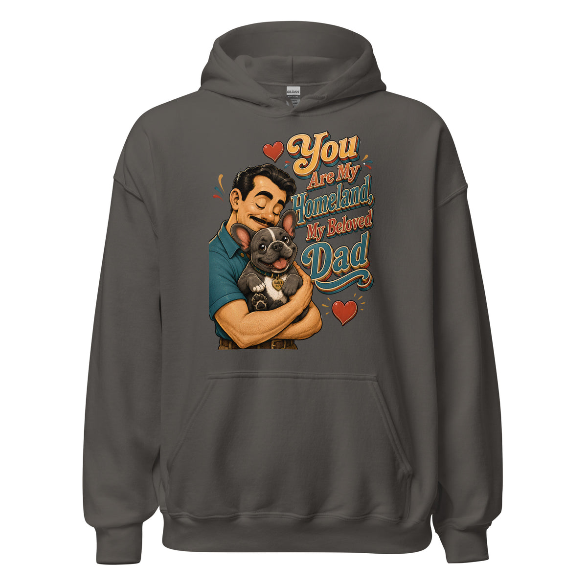 French Bulldog Dad Homeland Retro Unisex Hoodie by printfluence.net