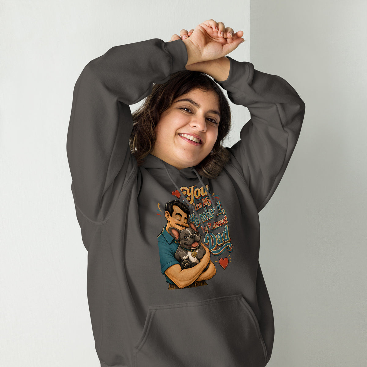 French Bulldog Dad Homeland Retro Unisex Hoodie by printfluence.net