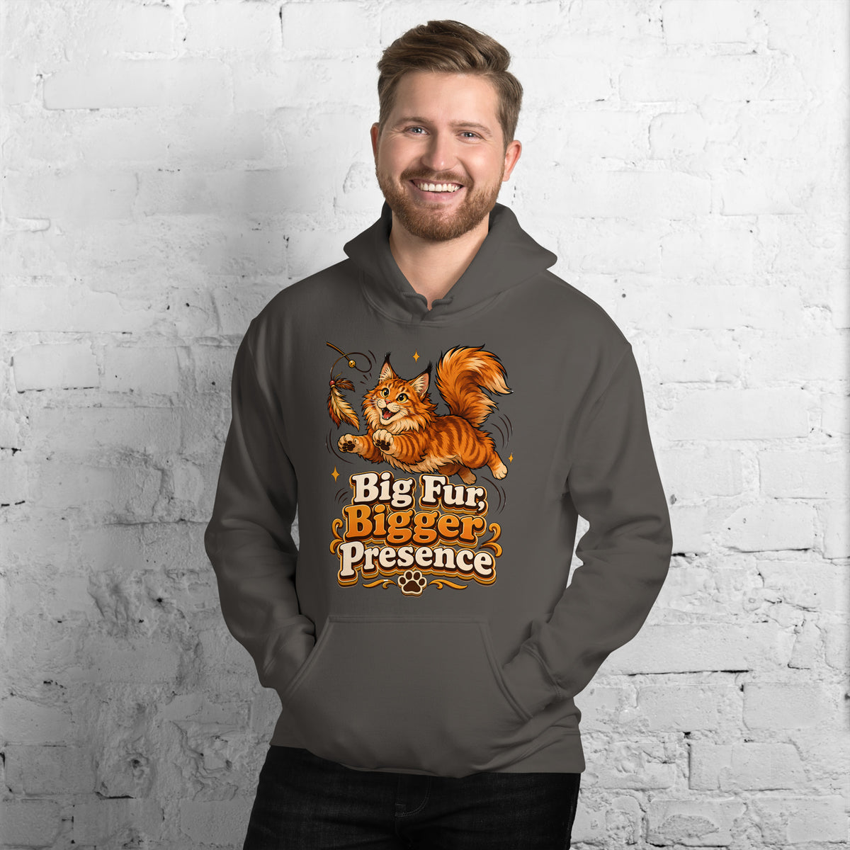 Big Fur Bigger Presence Cat Lovers Unisex Hoodie by printfluence.net