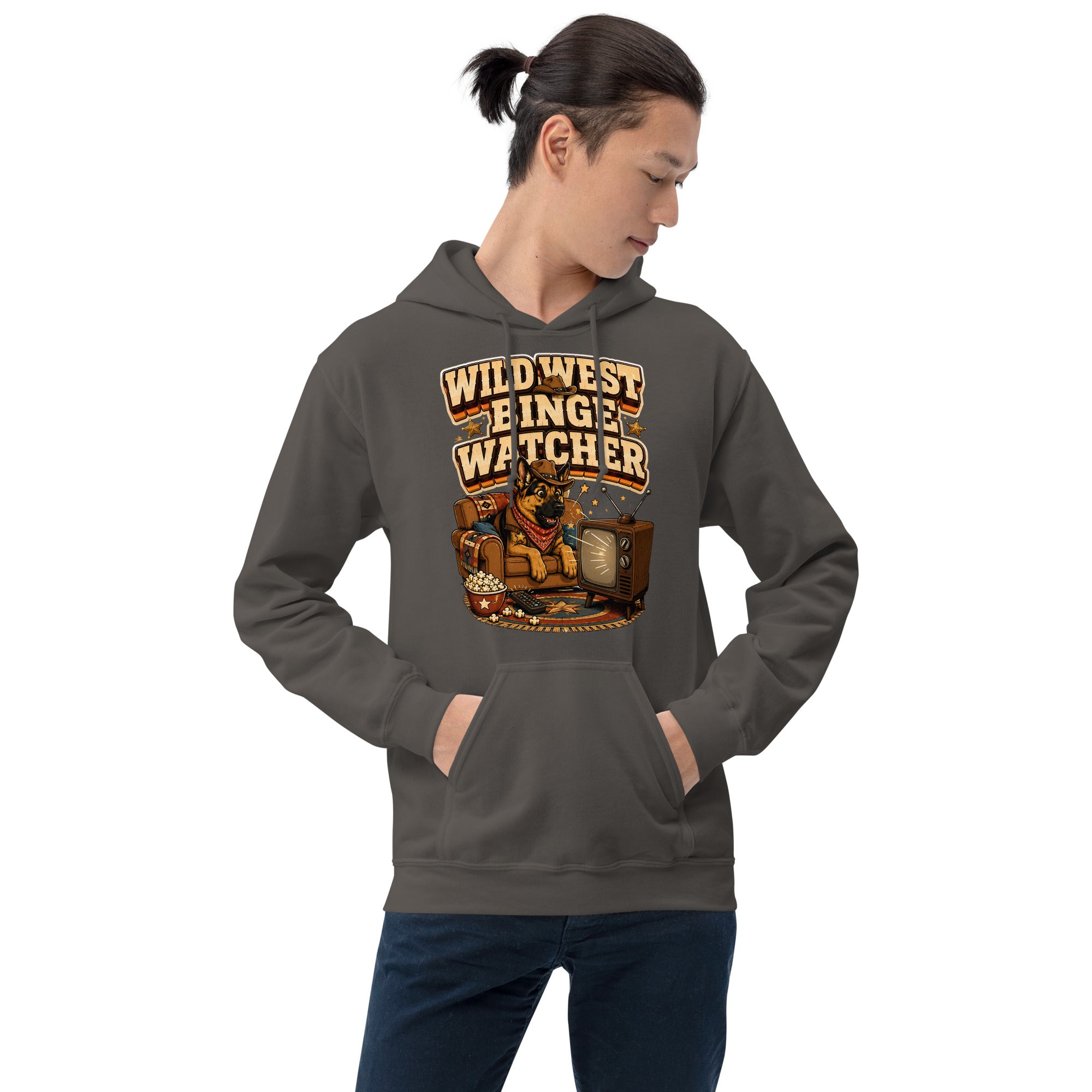 German Shepherd Wild West Binge Watcher Unisex Hoodie by printfluence.net