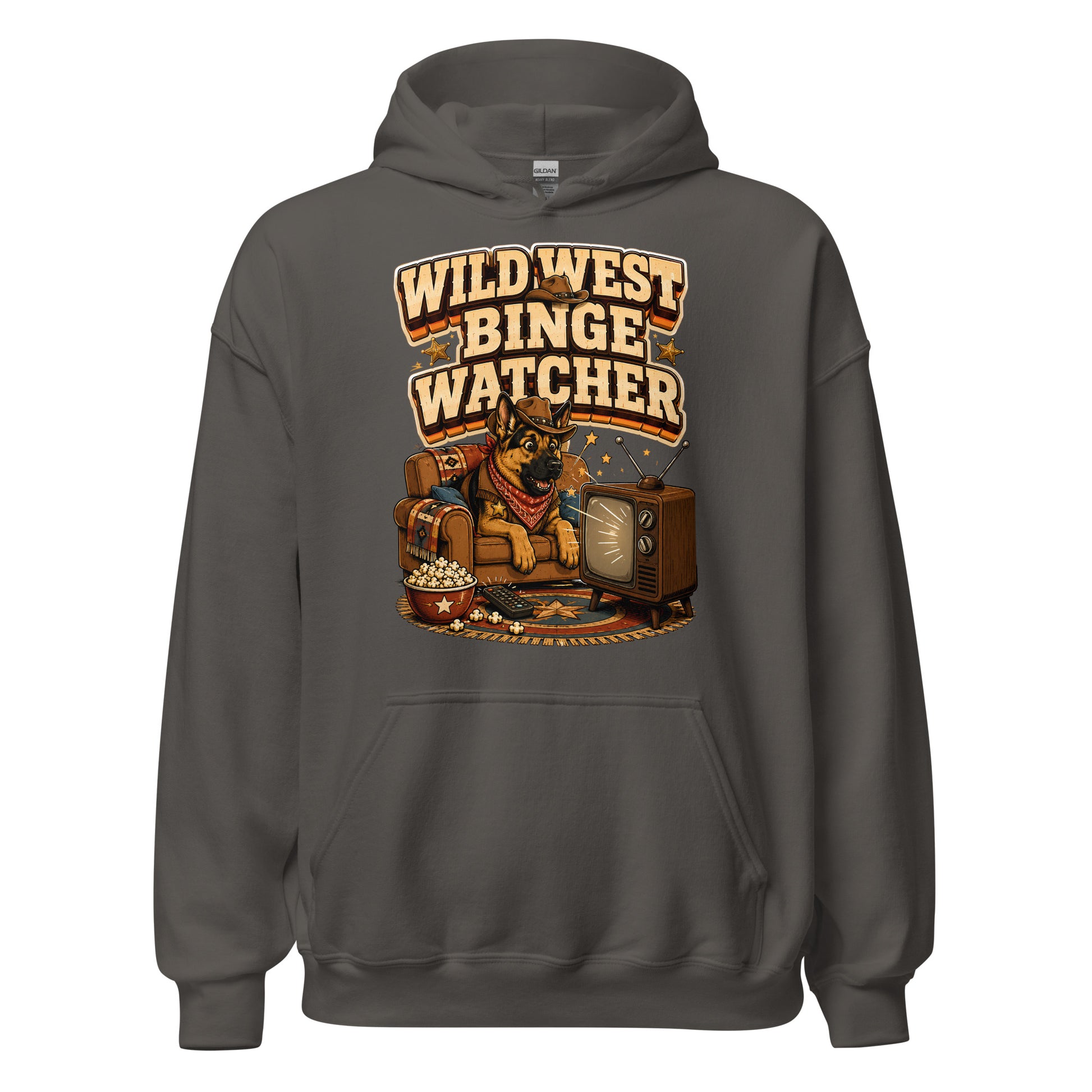German Shepherd Wild West Binge Watcher Unisex Hoodie by printfluence.net