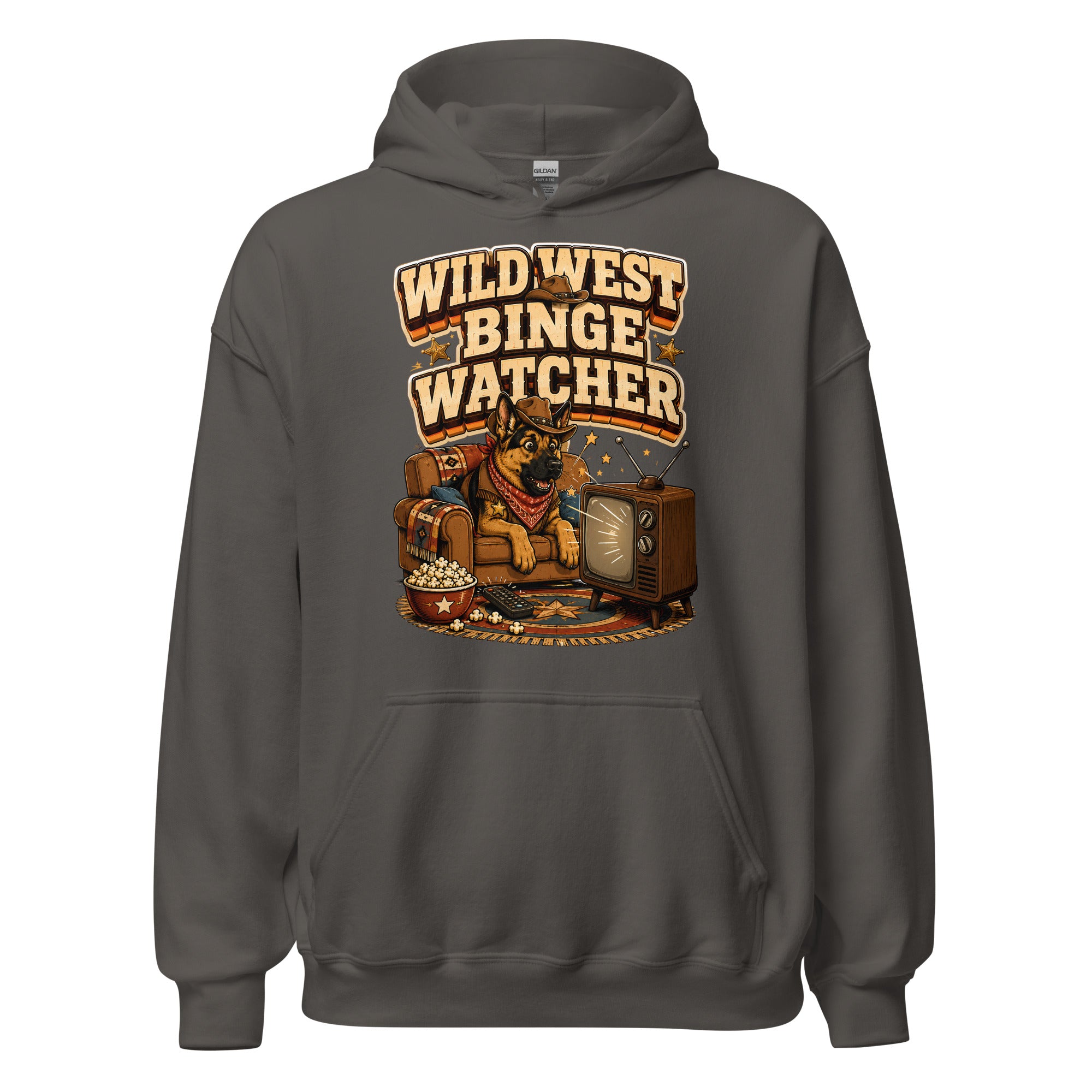 German Shepherd Wild West Binge Watcher Unisex Hoodie by printfluence.net