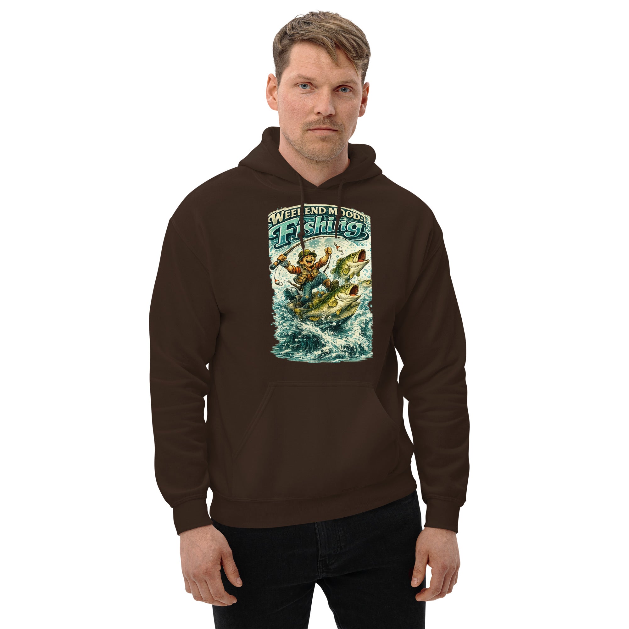 Weekend Mood Fishing Hoodie - Premium Vintage Bass Fishing Lovers Graphic Pullover by printfluence.net