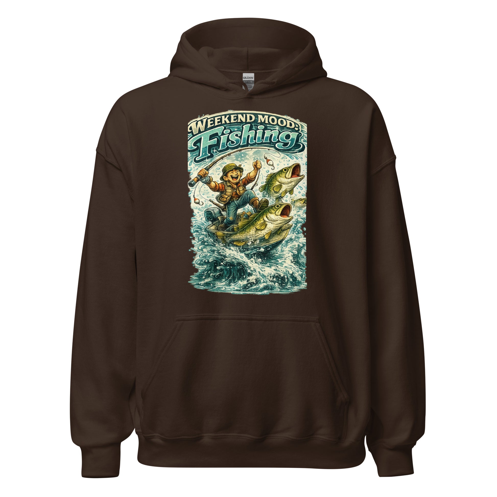 Weekend Mood Fishing Hoodie - Premium Vintage Bass Fishing Lovers Graphic Pullover by printfluence.net