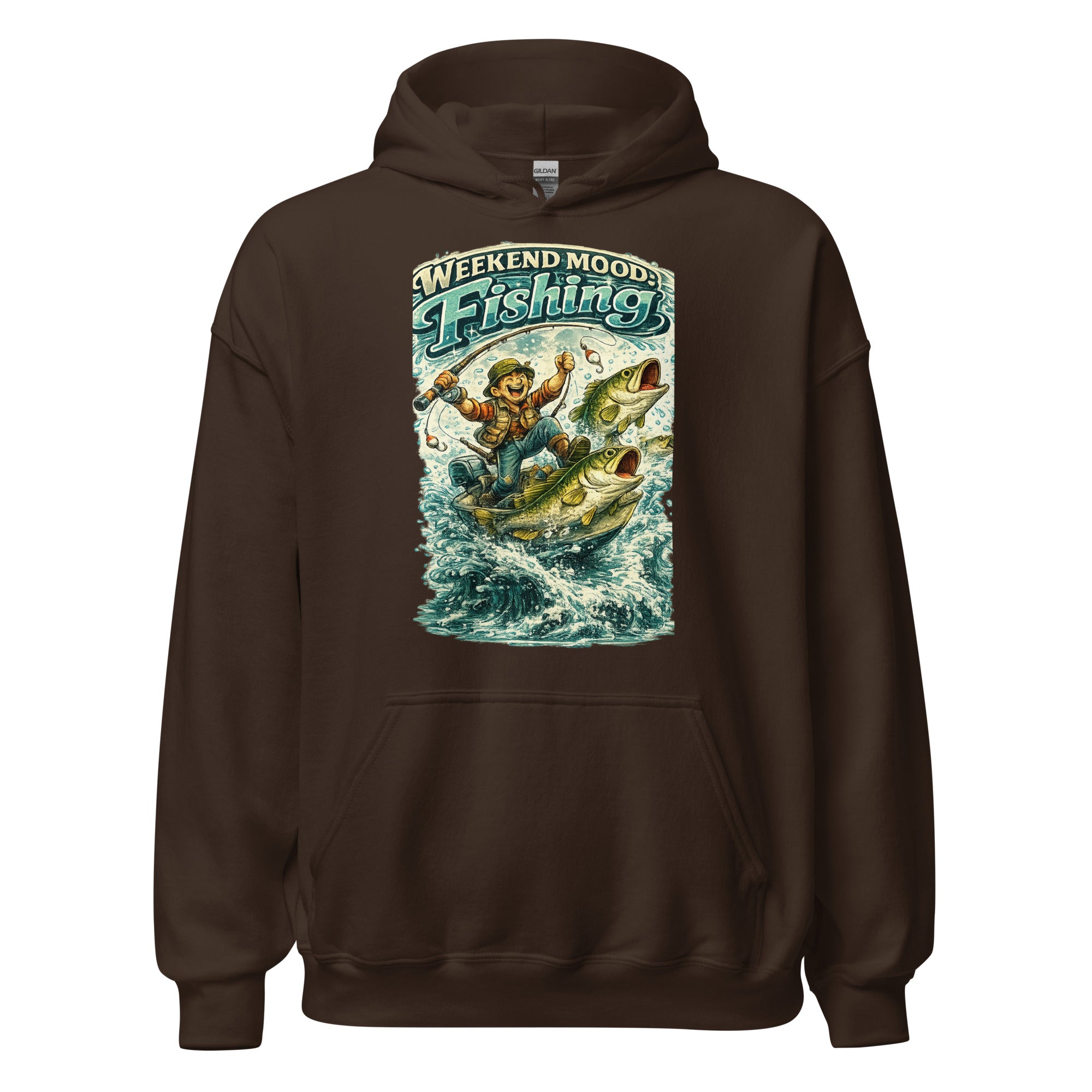 Weekend Mood Fishing Hoodie - Premium Vintage Bass Fishing Lovers Graphic Pullover by printfluence.net