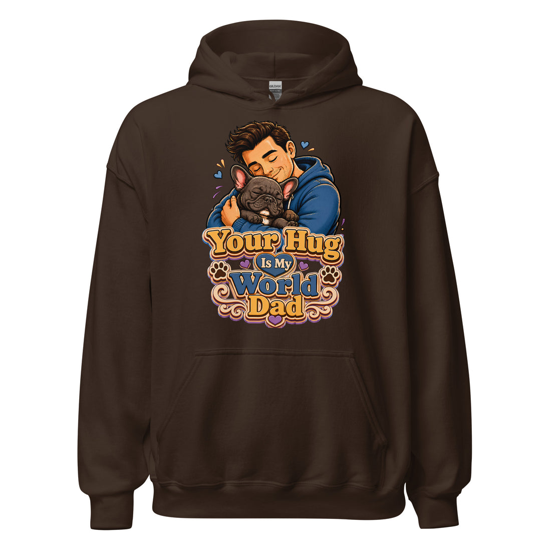 French Bulldog Dad Hug Unisex Hoodie by printfluence.net