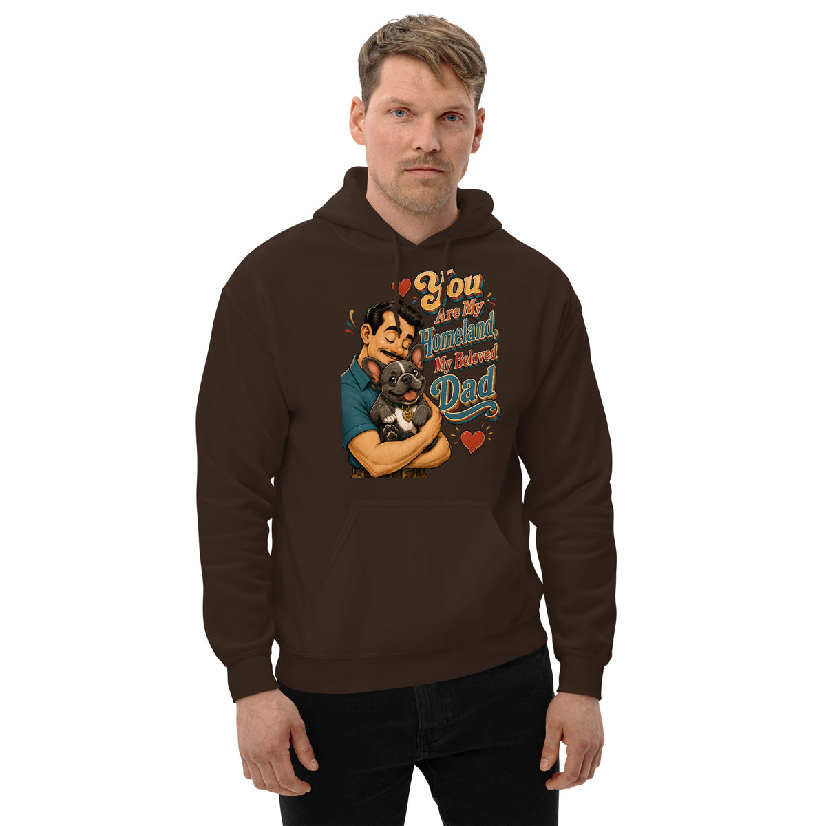 French Bulldog Dad Homeland Retro Unisex Hoodie by printfluence.net
