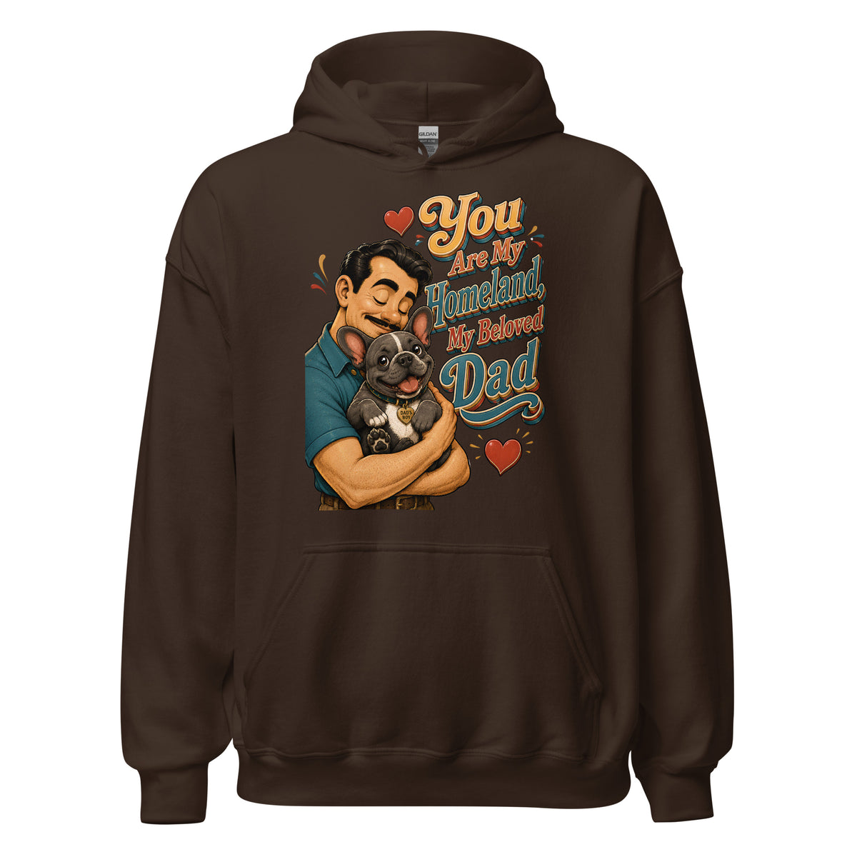 French Bulldog Dad Homeland Retro Unisex Hoodie by printfluence.net