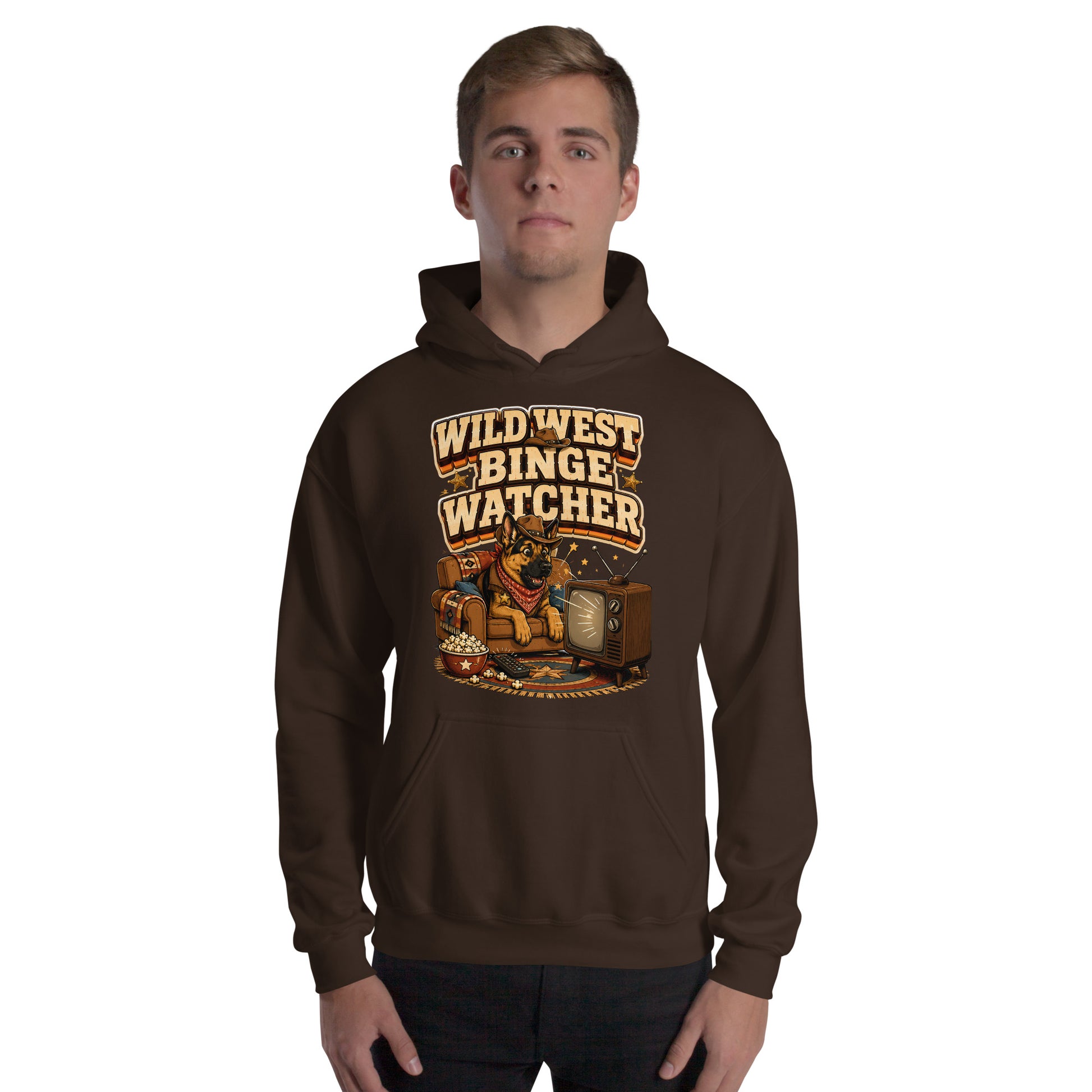 German Shepherd Wild West Binge Watcher Unisex Hoodie by printfluence.net