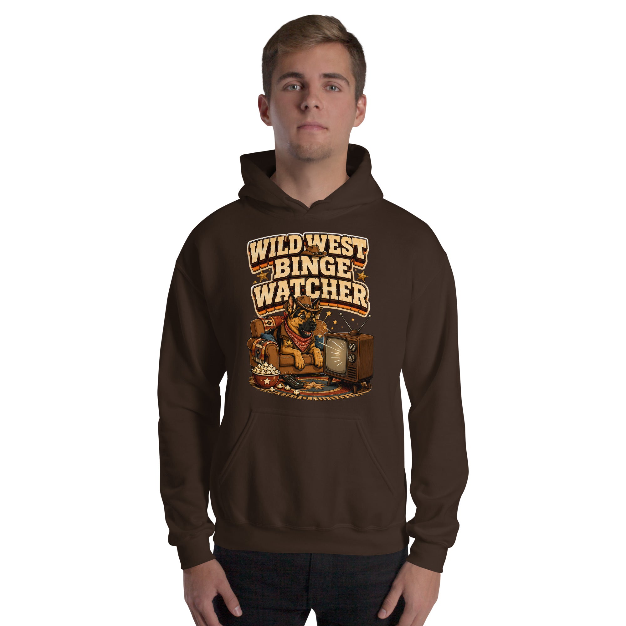 German Shepherd Wild West Binge Watcher Unisex Hoodie by printfluence.net