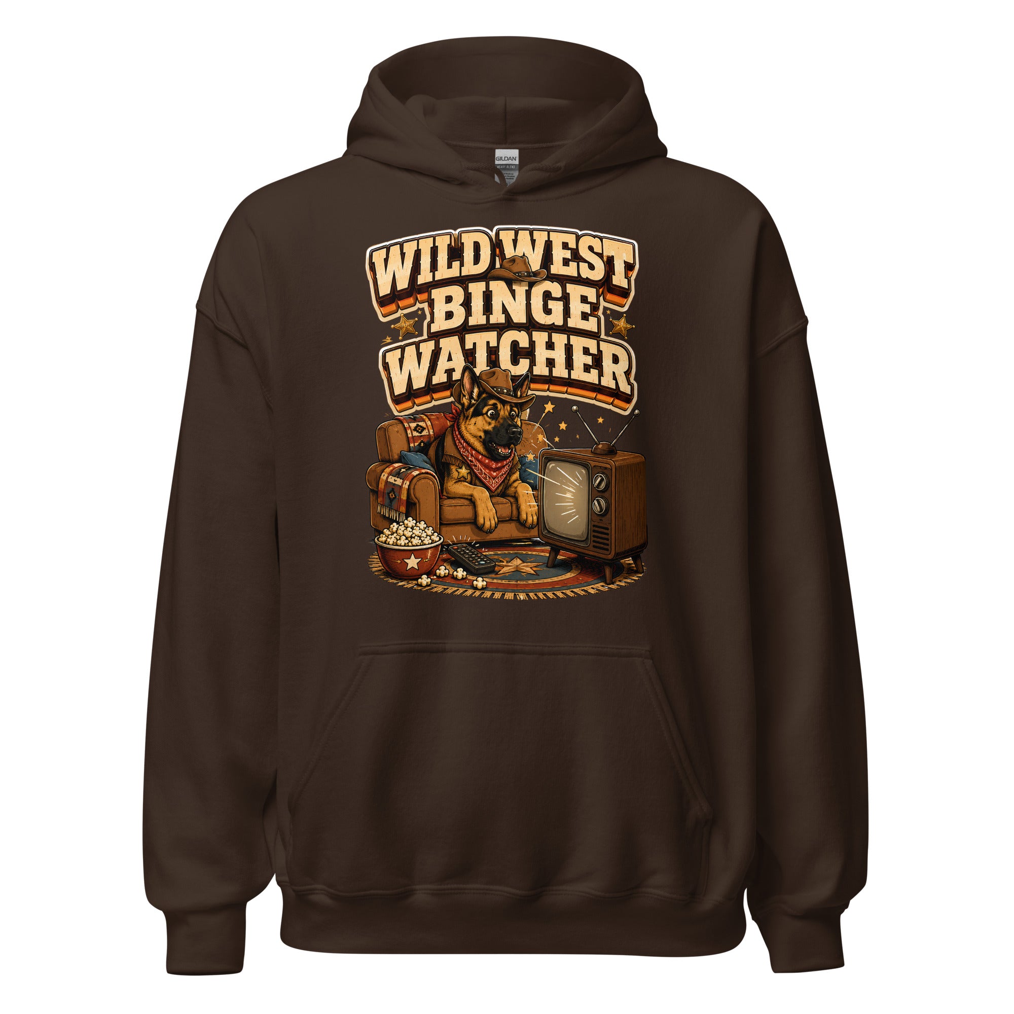 German Shepherd Wild West Binge Watcher Unisex Hoodie by printfluence.net