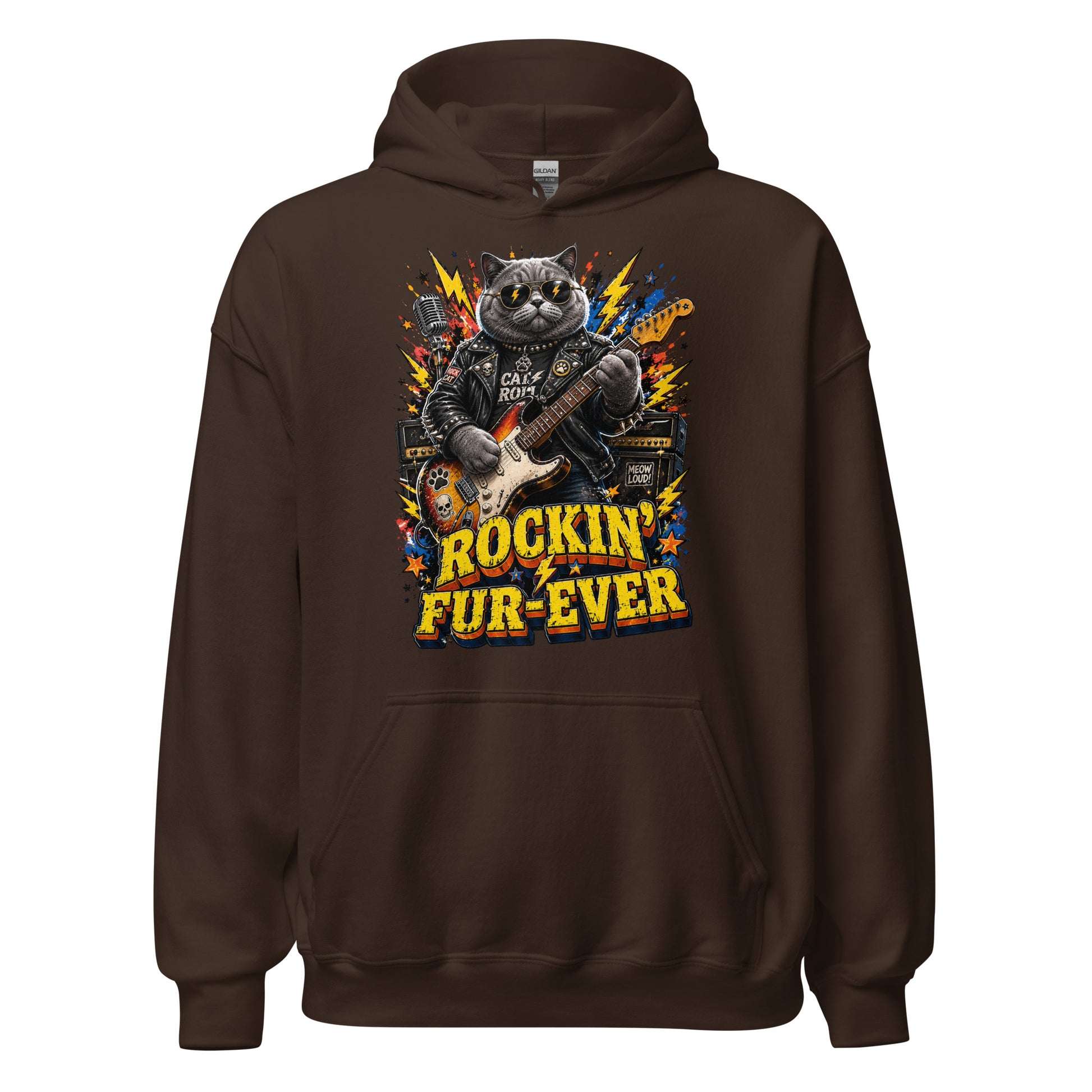 Cat Lovers Unisex Heavy Blend Hoodie "Rockin’ Fur-Ever" by printfluence.net