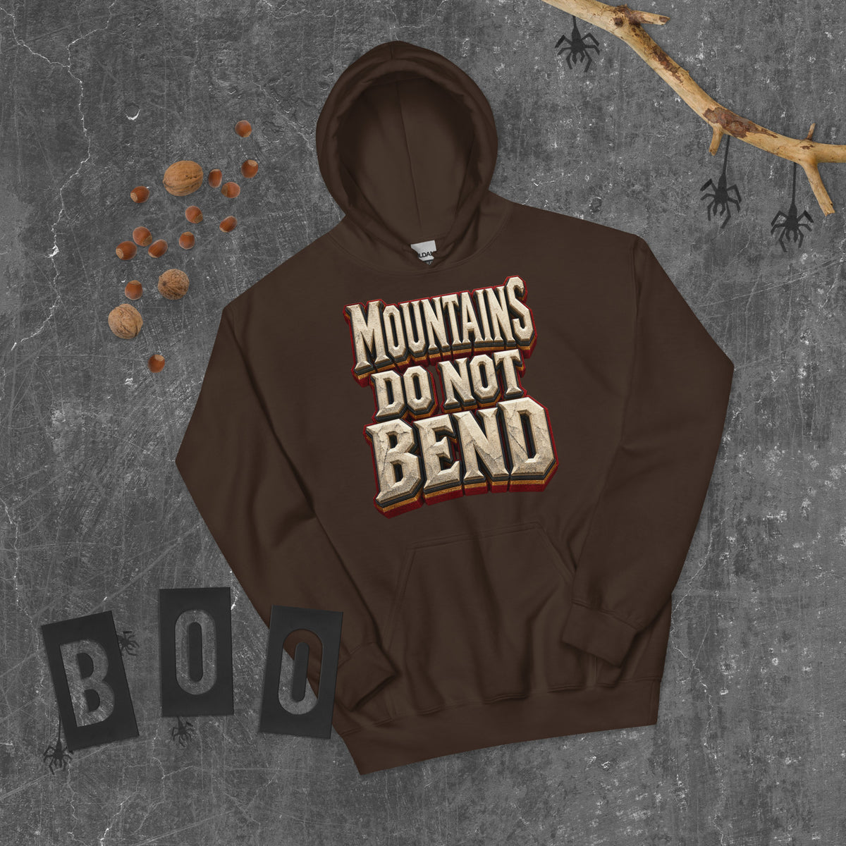 Inspirational Quotes Lovers | Unisex Heavy Blend Hoodie — MOUNTAINS DO NOT BEND by printfluence