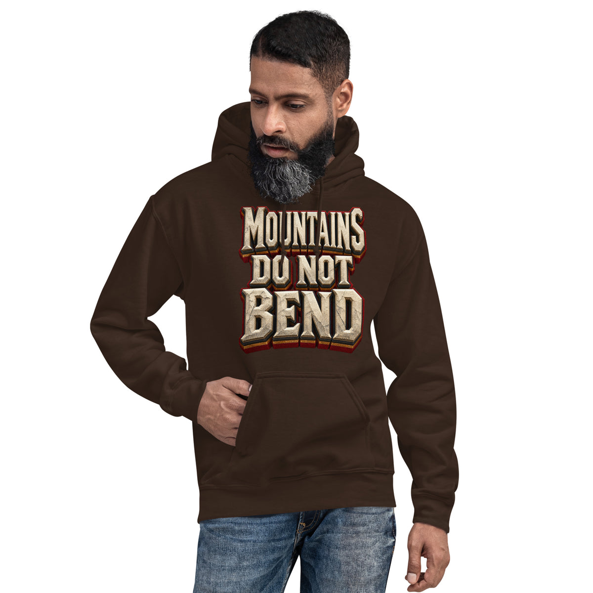 Inspirational Quotes Lovers | Unisex Heavy Blend Hoodie — MOUNTAINS DO NOT BEND by printfluence