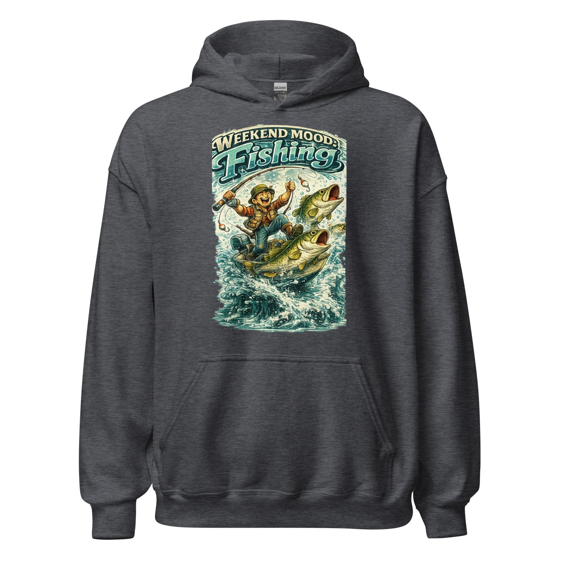 Weekend Mood Fishing Hoodie - Premium Vintage Bass Fishing Lovers Graphic Pullover by printfluence.net