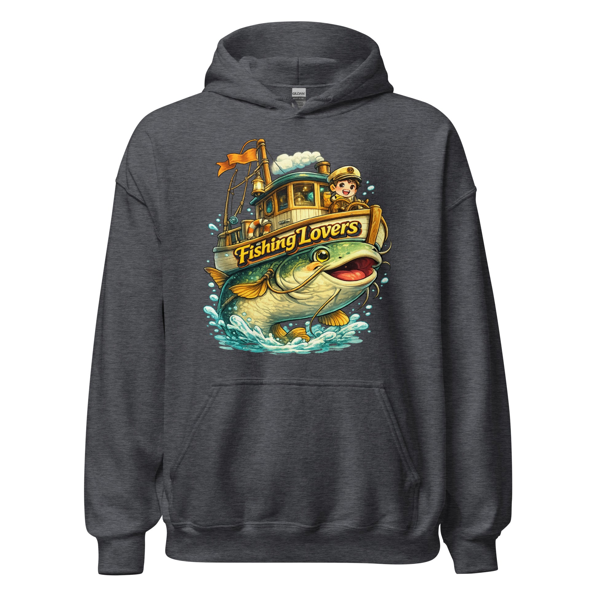 Catfish Boat Hoodie - Cute Anime Style Fishing Lovers Graphic Pullover by printfluence.net