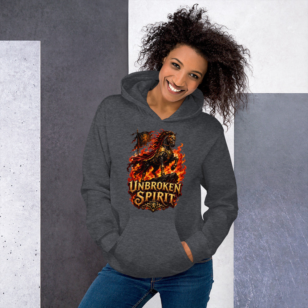 Unbroken Spirit Horse Heavyweight Unisex Hoodie – Ultimate Horse Lovers Edition by printfluence.net