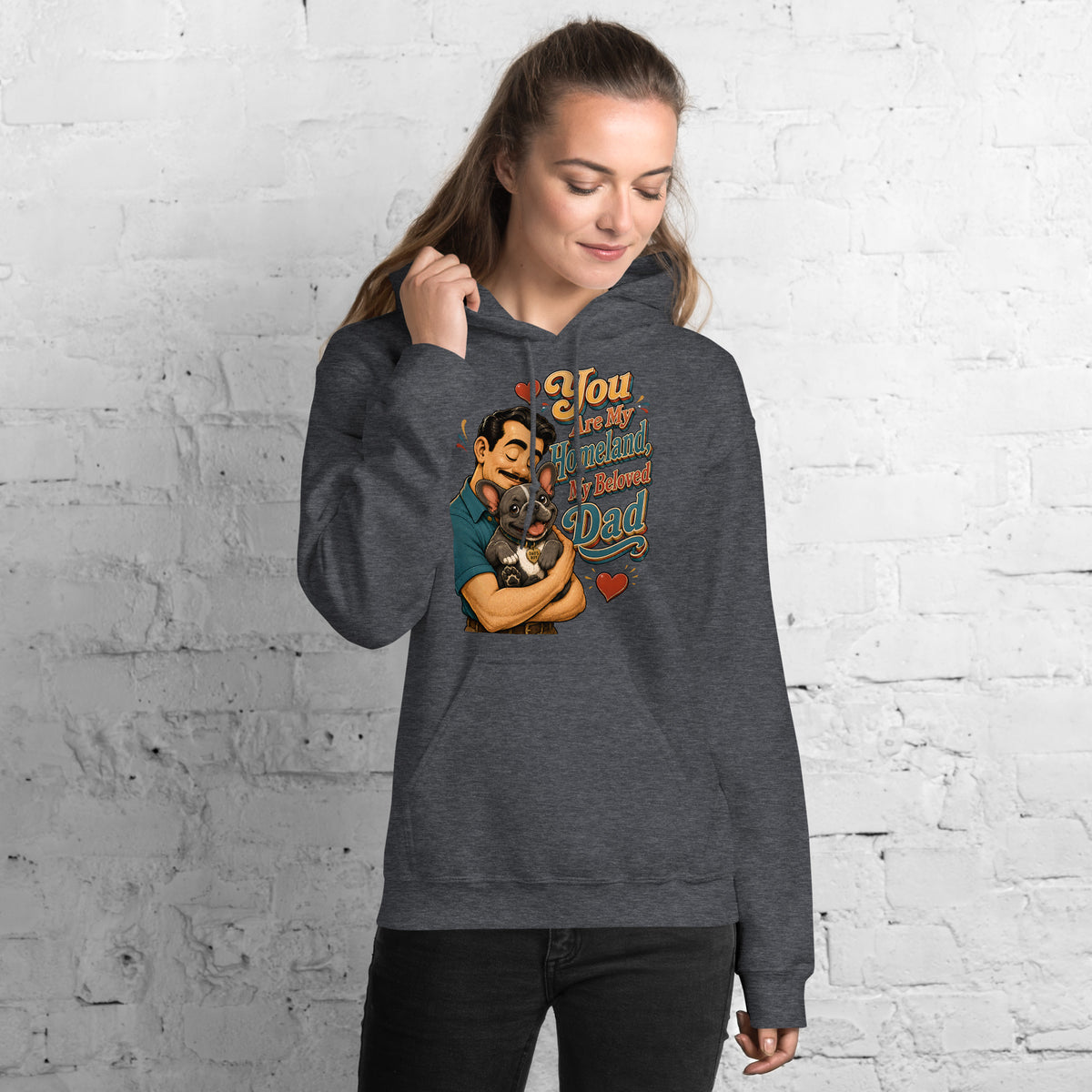 French Bulldog Dad Homeland Retro Unisex Hoodie by printfluence.net
