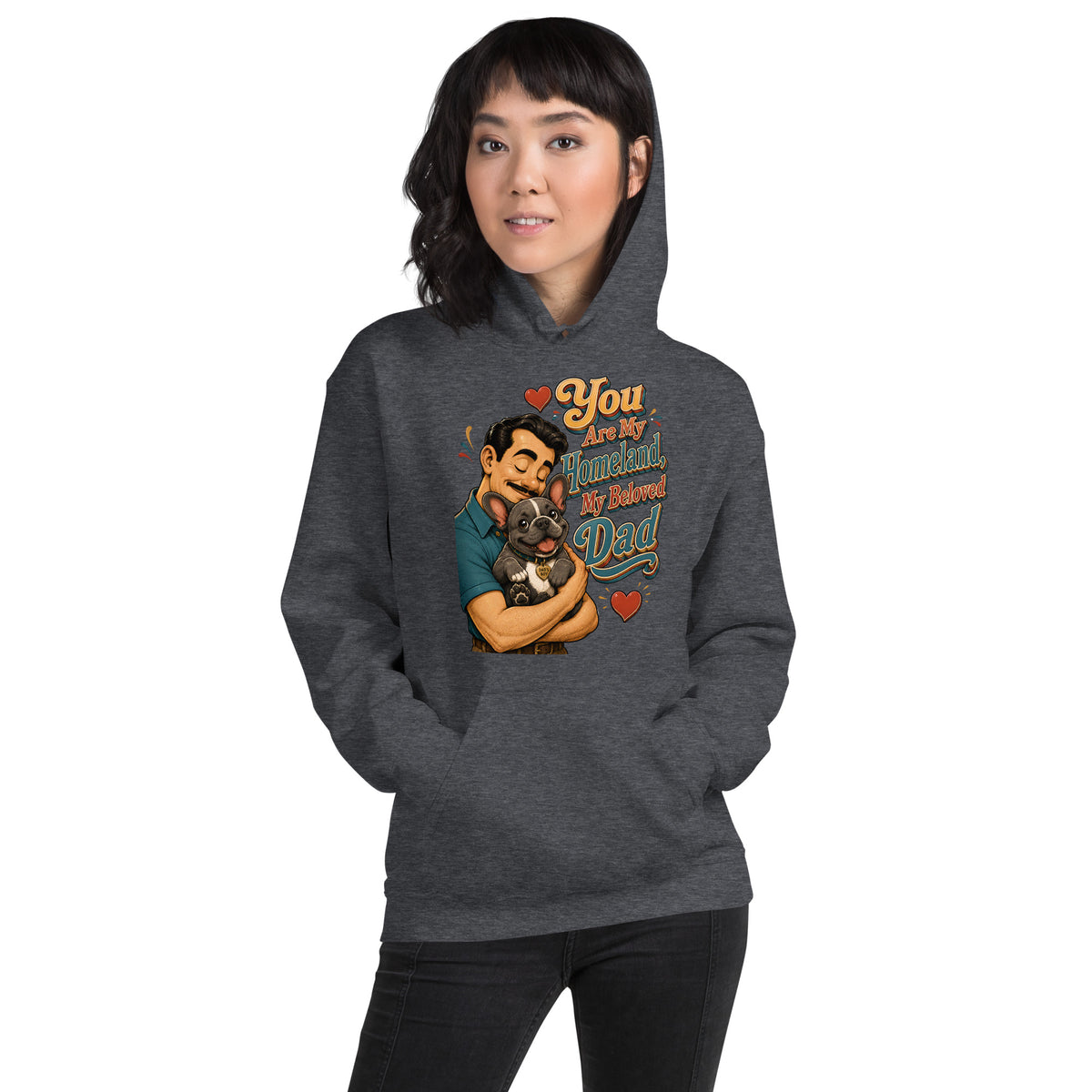 French Bulldog Dad Homeland Retro Unisex Hoodie by printfluence.net