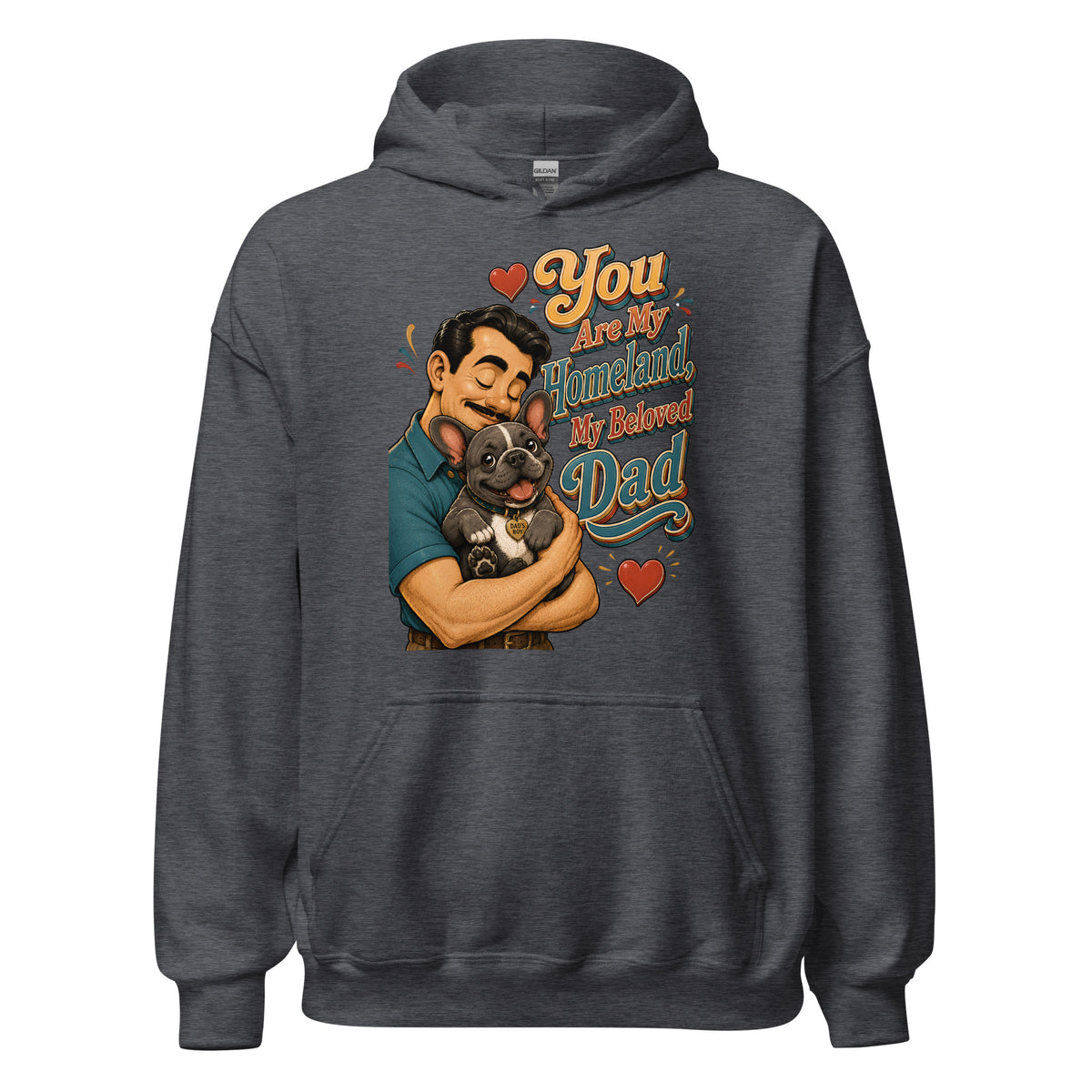 French Bulldog Dad Homeland Retro Unisex Hoodie by printfluence.net