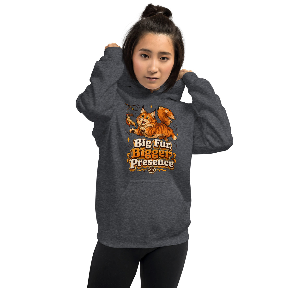 Big Fur Bigger Presence Cat Lovers Unisex Hoodie by printfluence.net