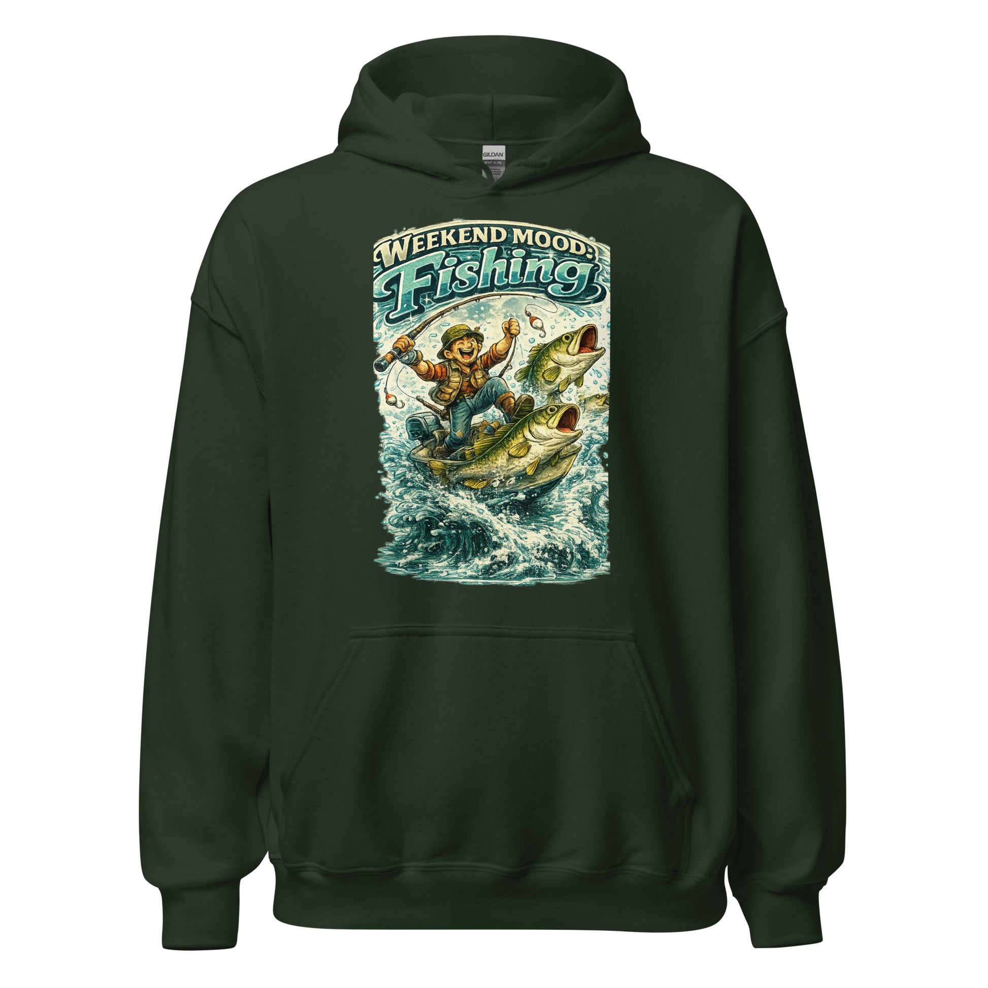 Weekend Mood Fishing Hoodie - Premium Vintage Bass Fishing Lovers Graphic Pullover by printfluence.net
