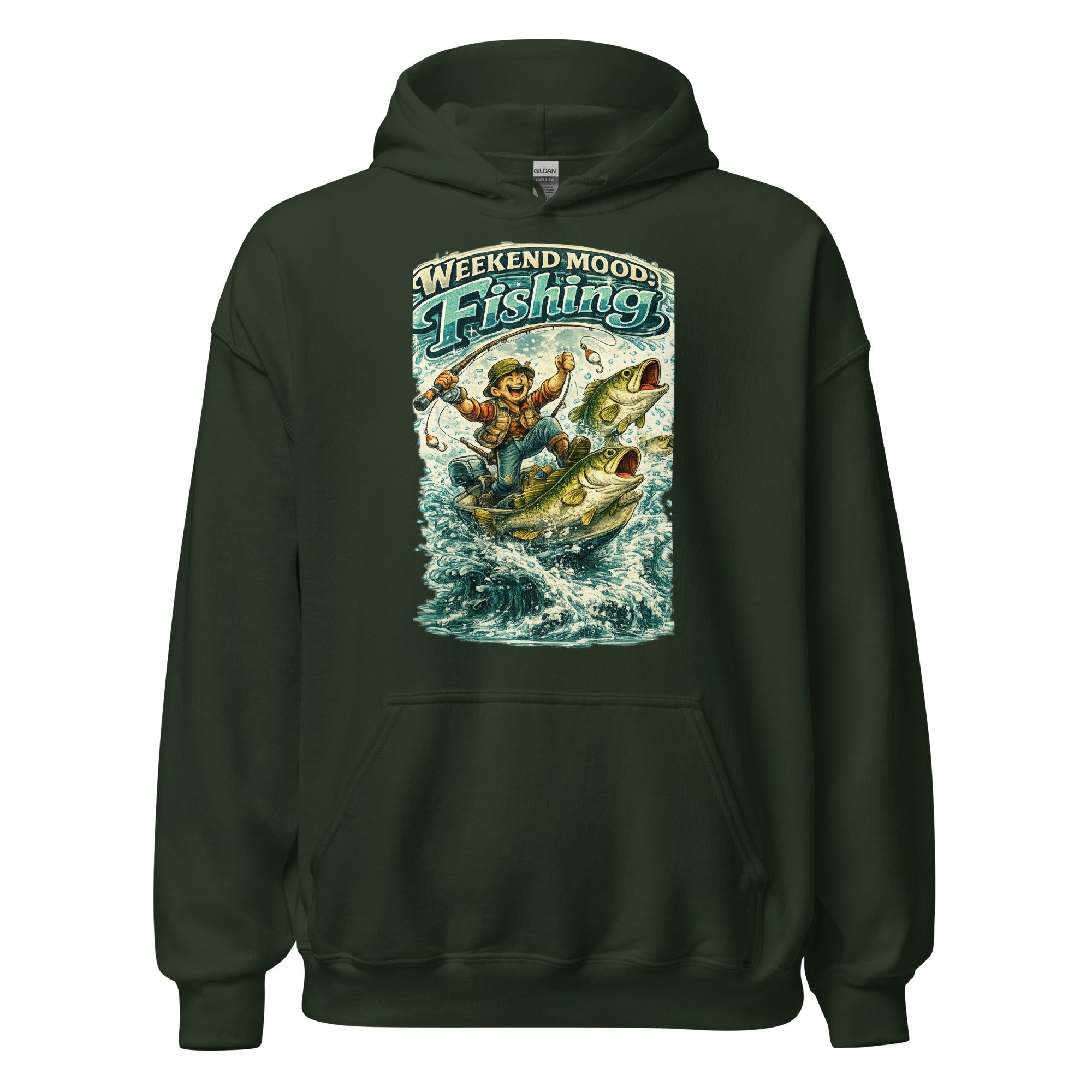 Weekend Mood Fishing Hoodie - Premium Vintage Bass Fishing Lovers Graphic Pullover by printfluence.net