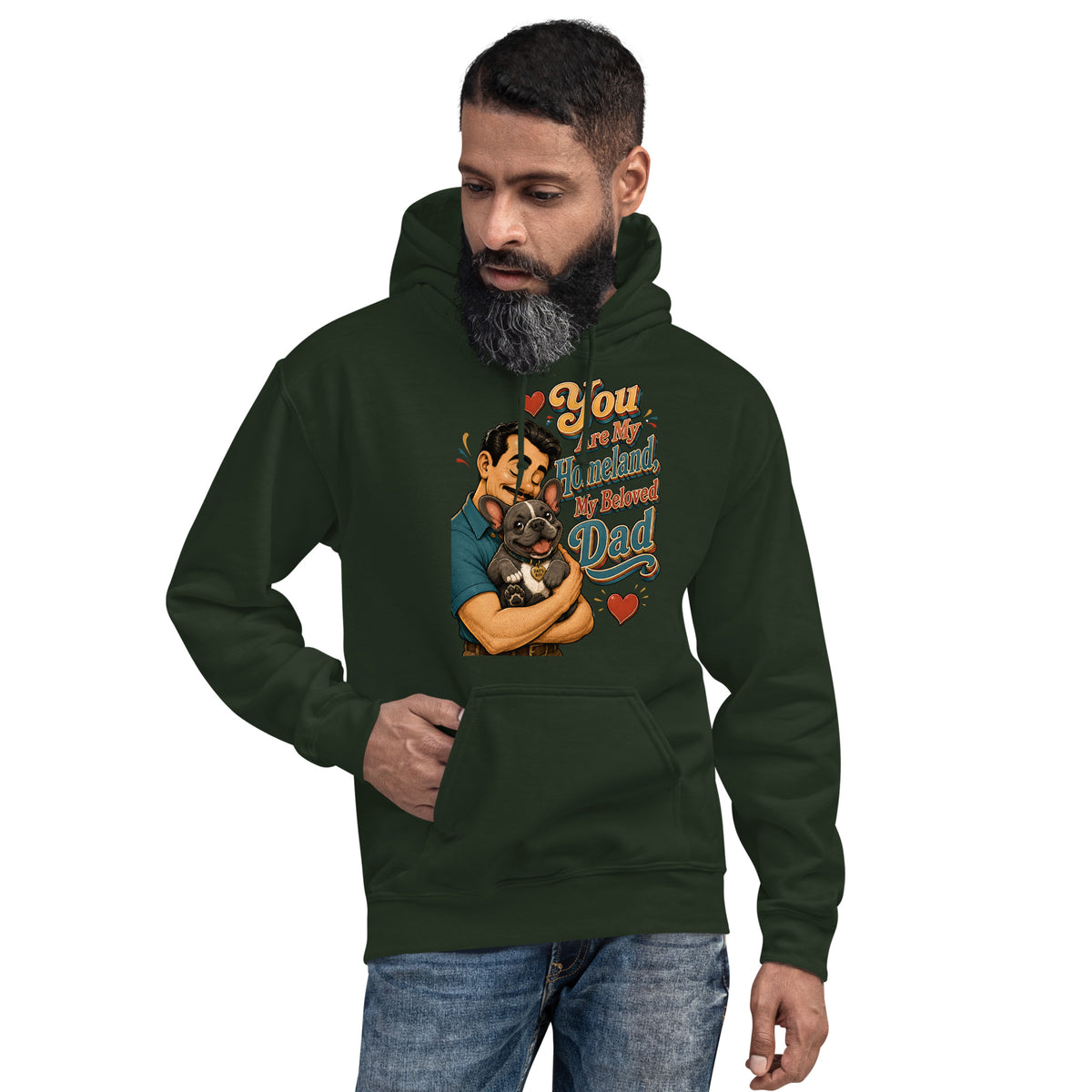 French Bulldog Dad Homeland Retro Unisex Hoodie by printfluence.net