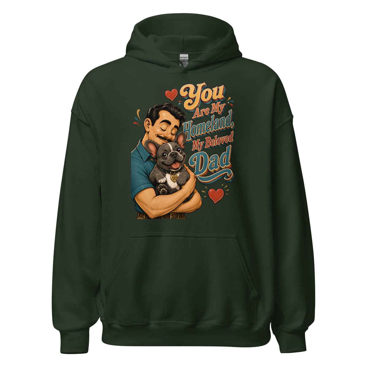 French Bulldog Dad Homeland Retro Unisex Hoodie by printfluence.net