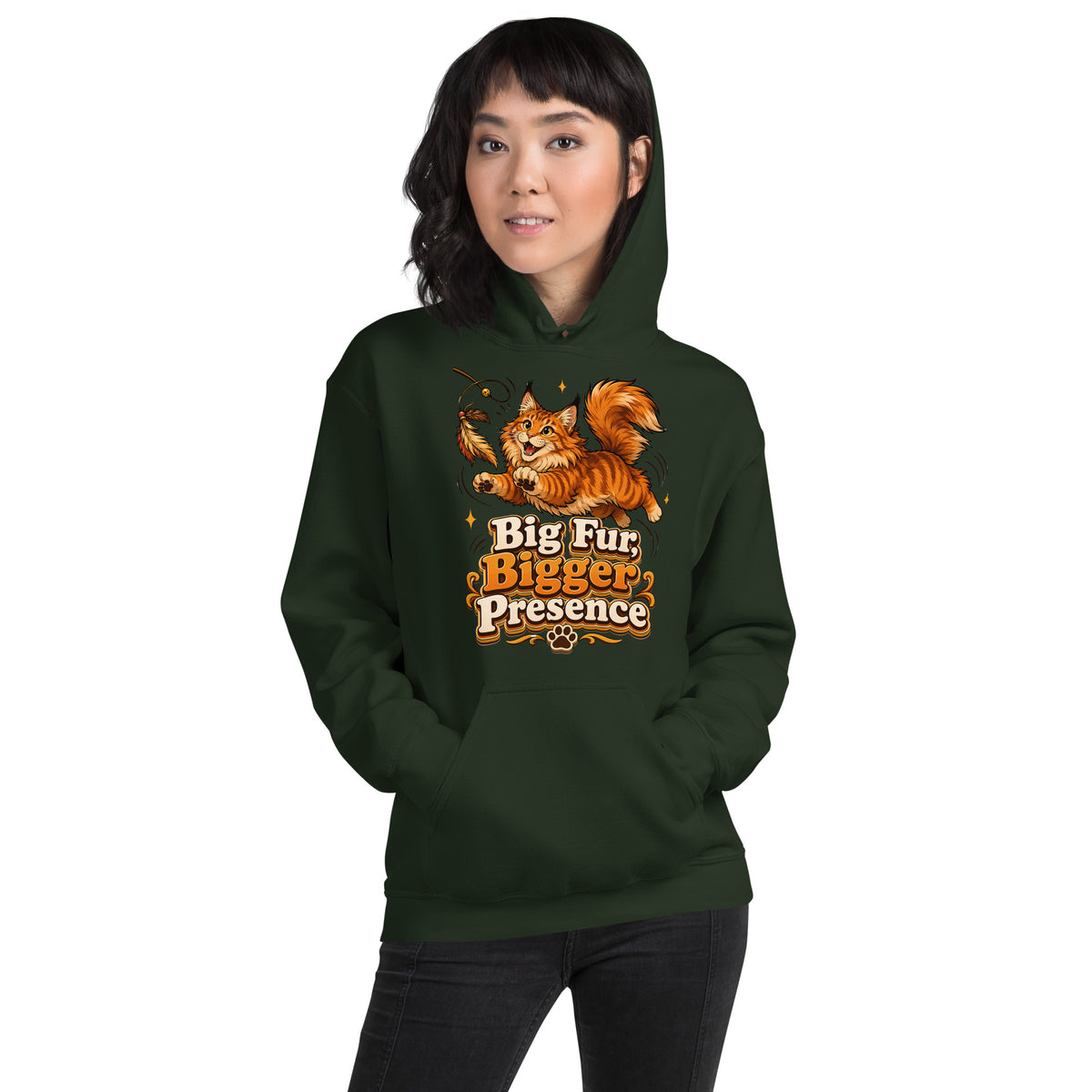 Big Fur Bigger Presence Cat Lovers Unisex Hoodie by printfluence.net