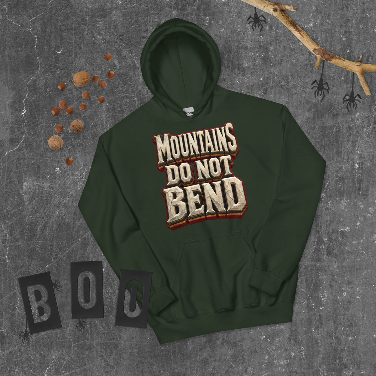 Inspirational Quotes Lovers | Unisex Heavy Blend Hoodie — MOUNTAINS DO NOT BEND by printfluence