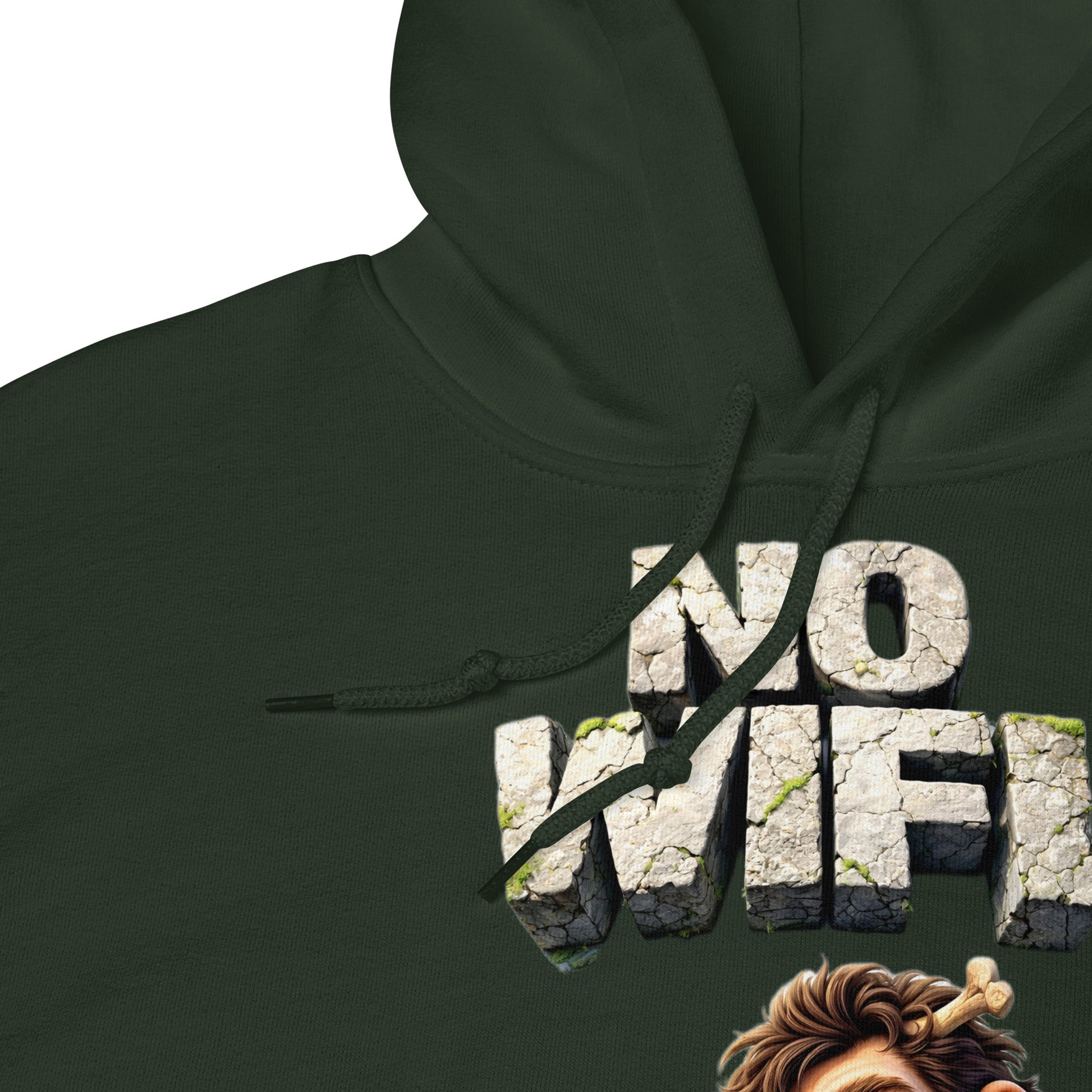 Unisex Hoodie - Prehistoric Struggle: "NO WIFI" Funny Caveman Unisex Hoodie 🦴📴 by printfluence.net