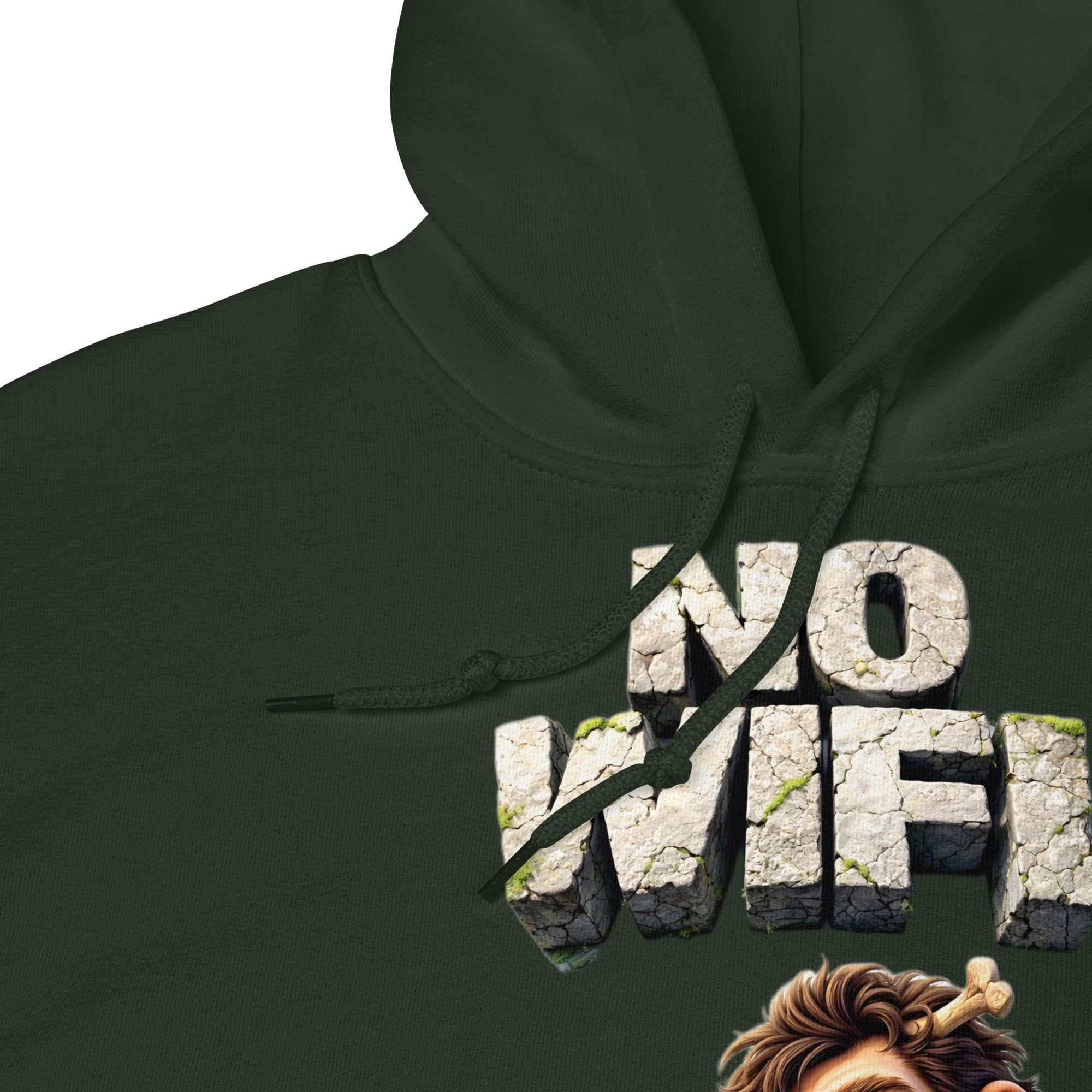 Unisex Hoodie - Prehistoric Struggle: "NO WIFI" Funny Caveman Unisex Hoodie 🦴📴 by printfluence.net