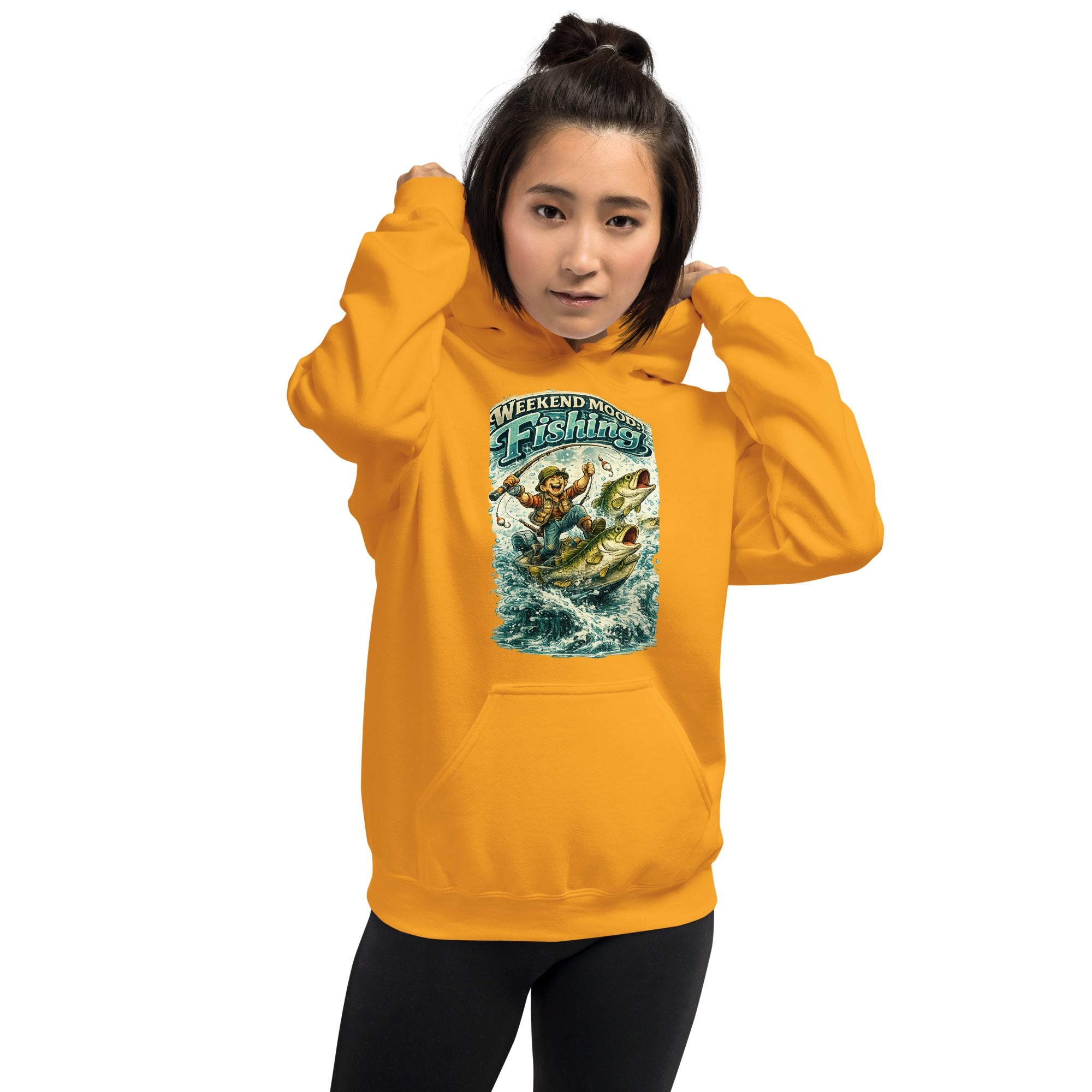 Weekend Mood Fishing Hoodie - Premium Vintage Bass Fishing Lovers Graphic Pullover by printfluence.net
