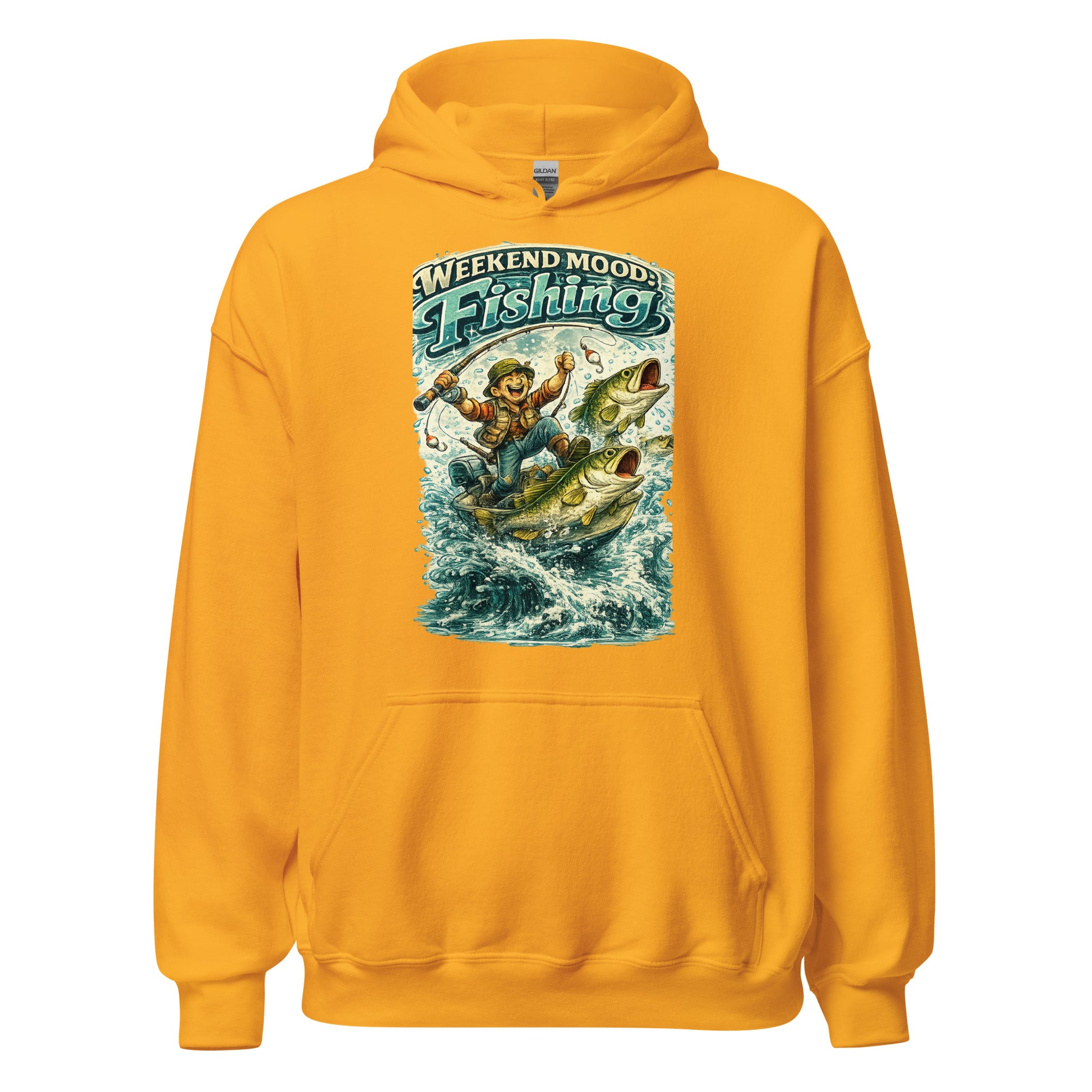 Weekend Mood Fishing Hoodie - Premium Vintage Bass Fishing Lovers Graphic Pullover by printfluence.net