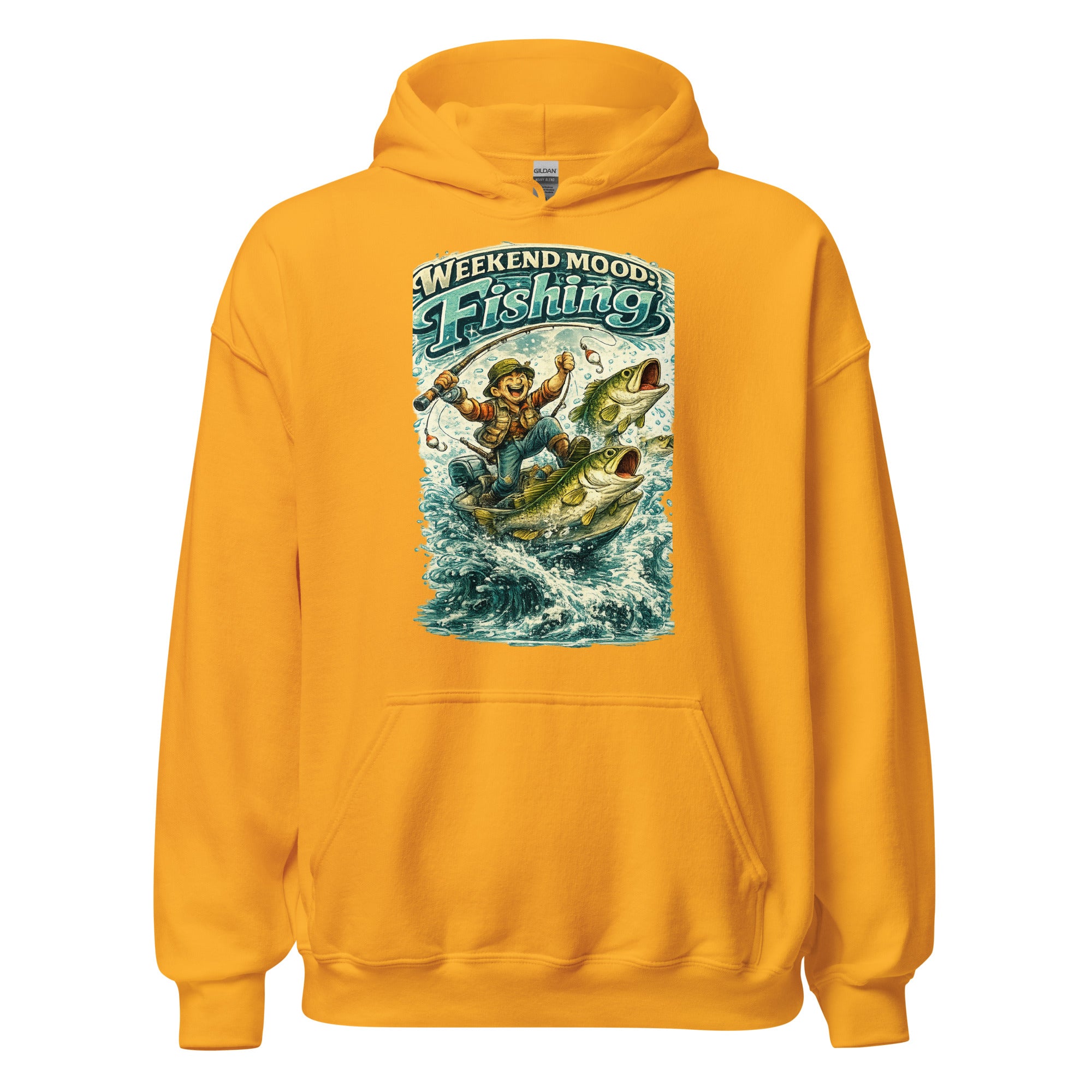 Weekend Mood Fishing Hoodie - Premium Vintage Bass Fishing Lovers Graphic Pullover by printfluence.net