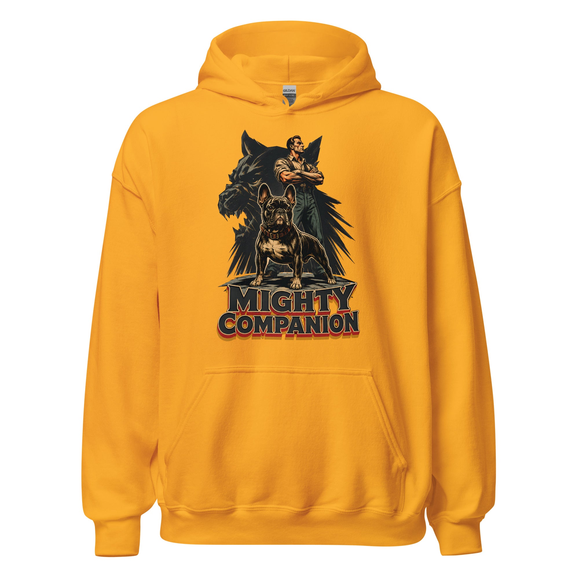 Mighty Companion Heavy Blend Hoodie - Unisex French Bulldog Lovers Graphic Pullover H-16 by printfluence.net