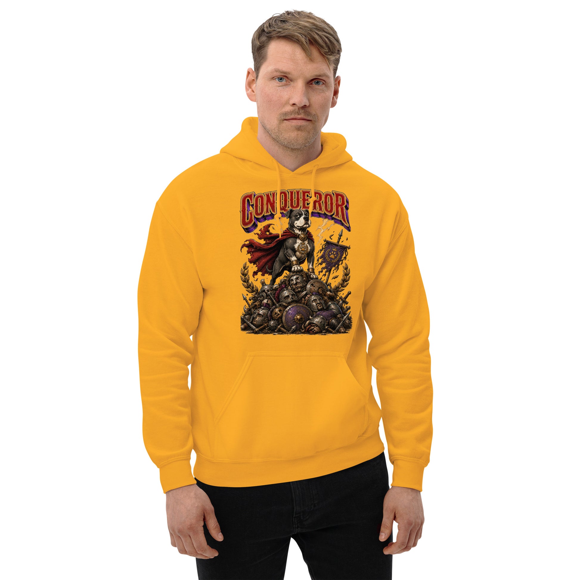 Pitbull Lovers | Unisex Heavy Blend Hoodie - Conqueror Warrior Dog by printfluence.net