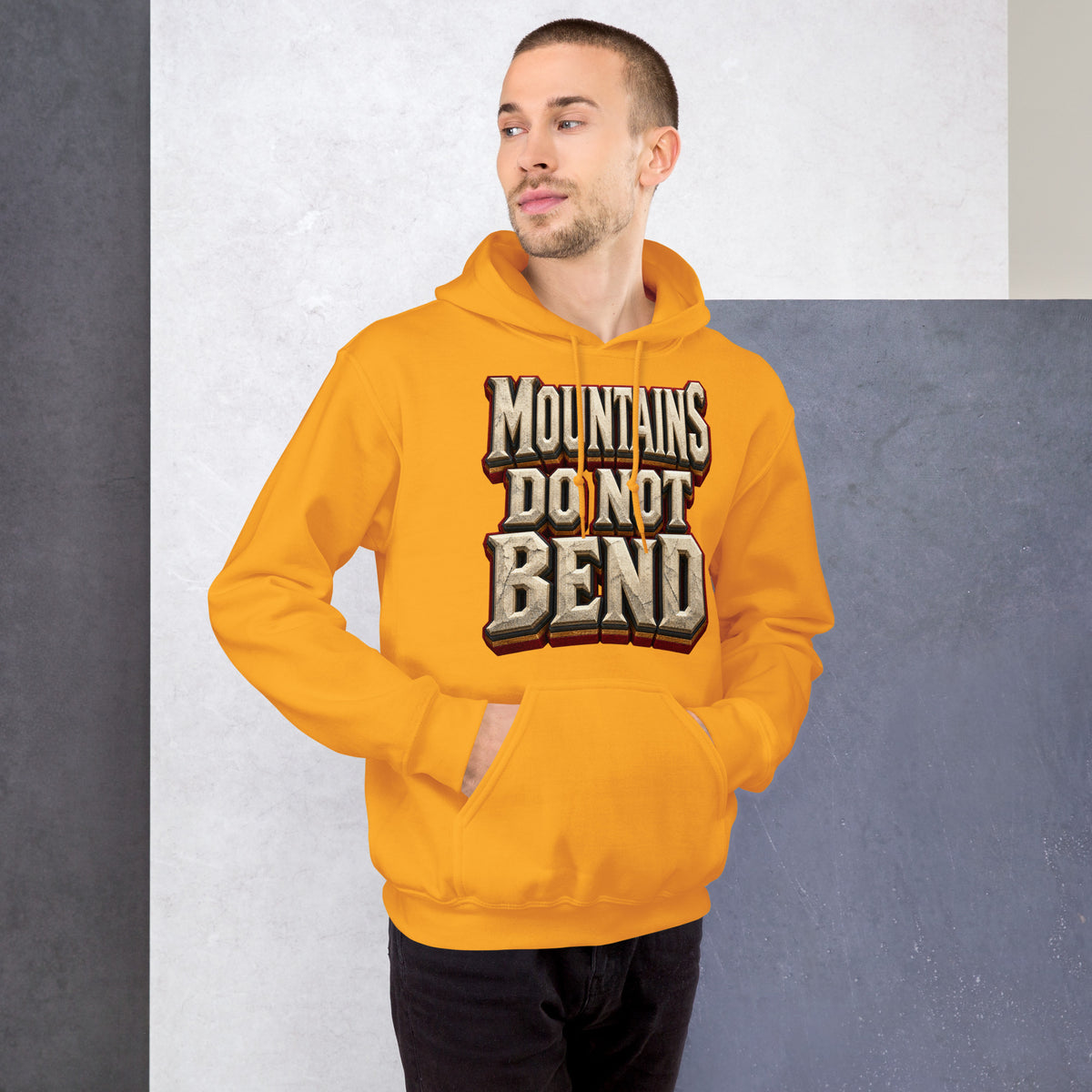 Inspirational Quotes Lovers | Unisex Heavy Blend Hoodie — MOUNTAINS DO NOT BEND by printfluence