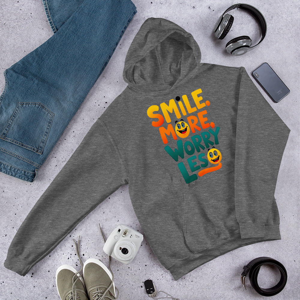 Unisex Hoodie - Smile More Worry Less Unisex Hoodie – Elite Mindset for Top Achievers by printfluence.net