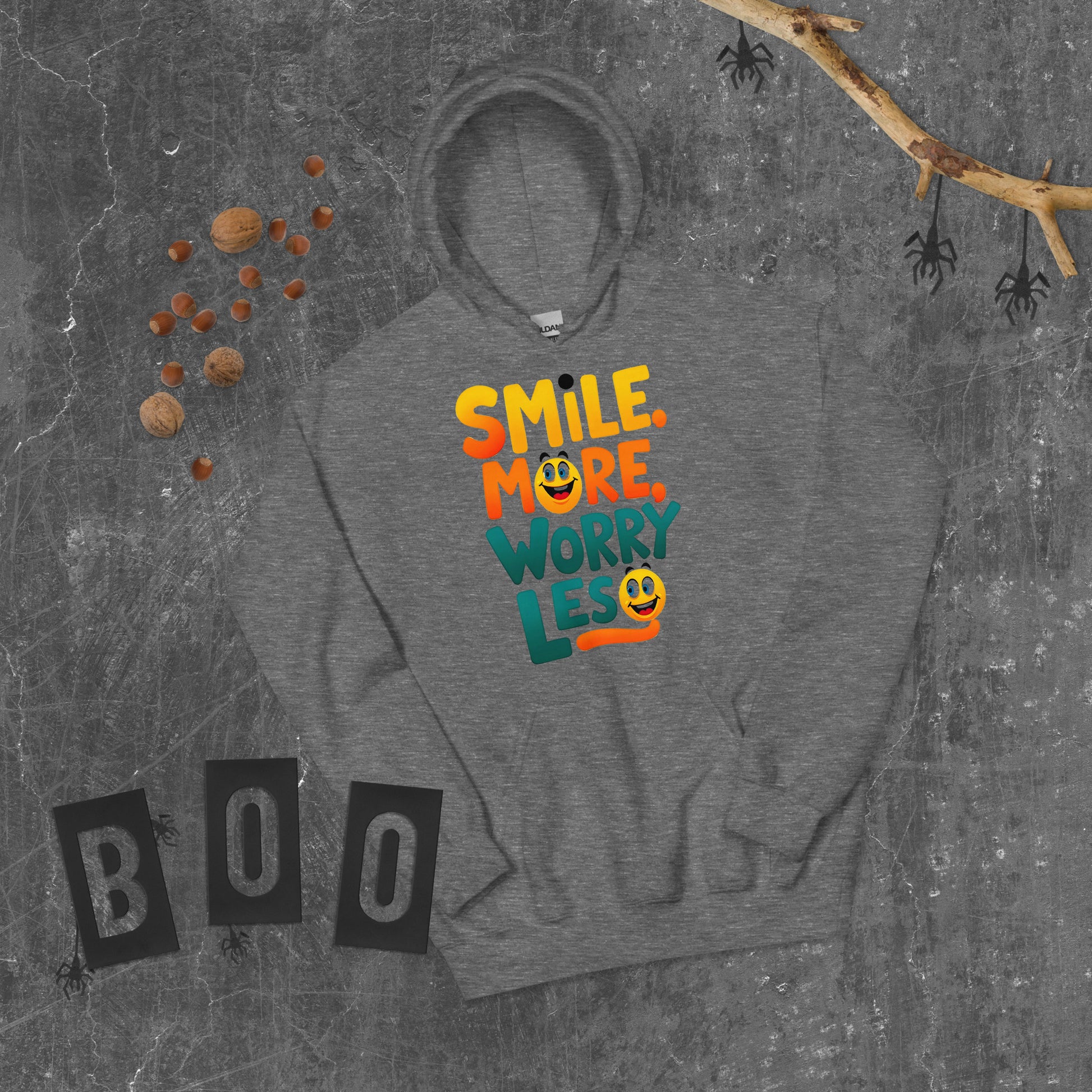 Unisex Hoodie - Smile More Worry Less Unisex Hoodie – Elite Mindset for Top Achievers by printfluence.net