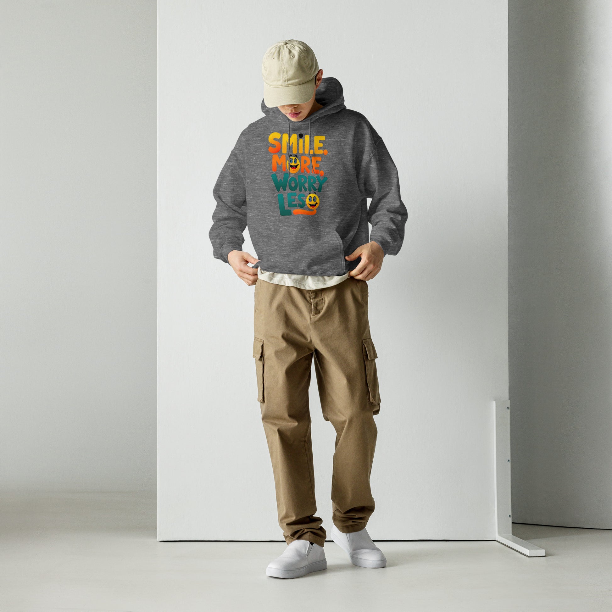 Unisex Hoodie - Smile More Worry Less Unisex Hoodie – Elite Mindset for Top Achievers by printfluence.net