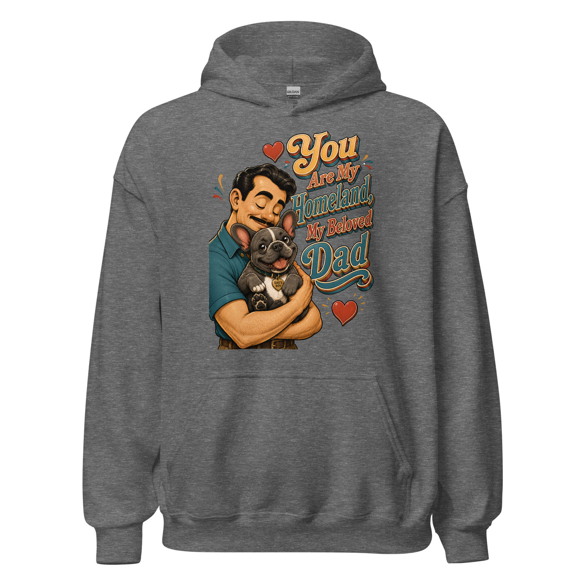 French Bulldog Dad Homeland Retro Unisex Hoodie by printfluence.net