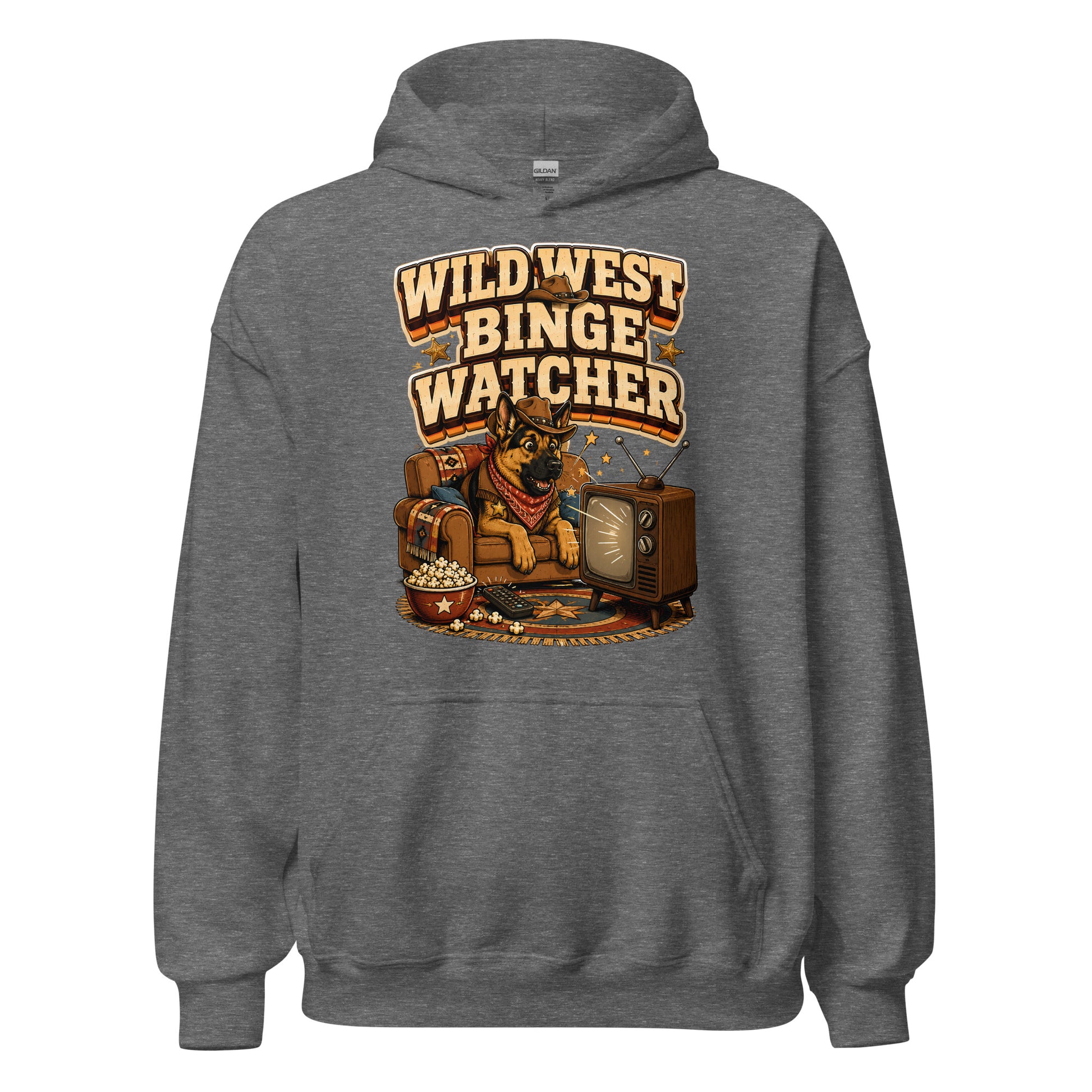 German Shepherd Wild West Binge Watcher Unisex Hoodie by printfluence.net