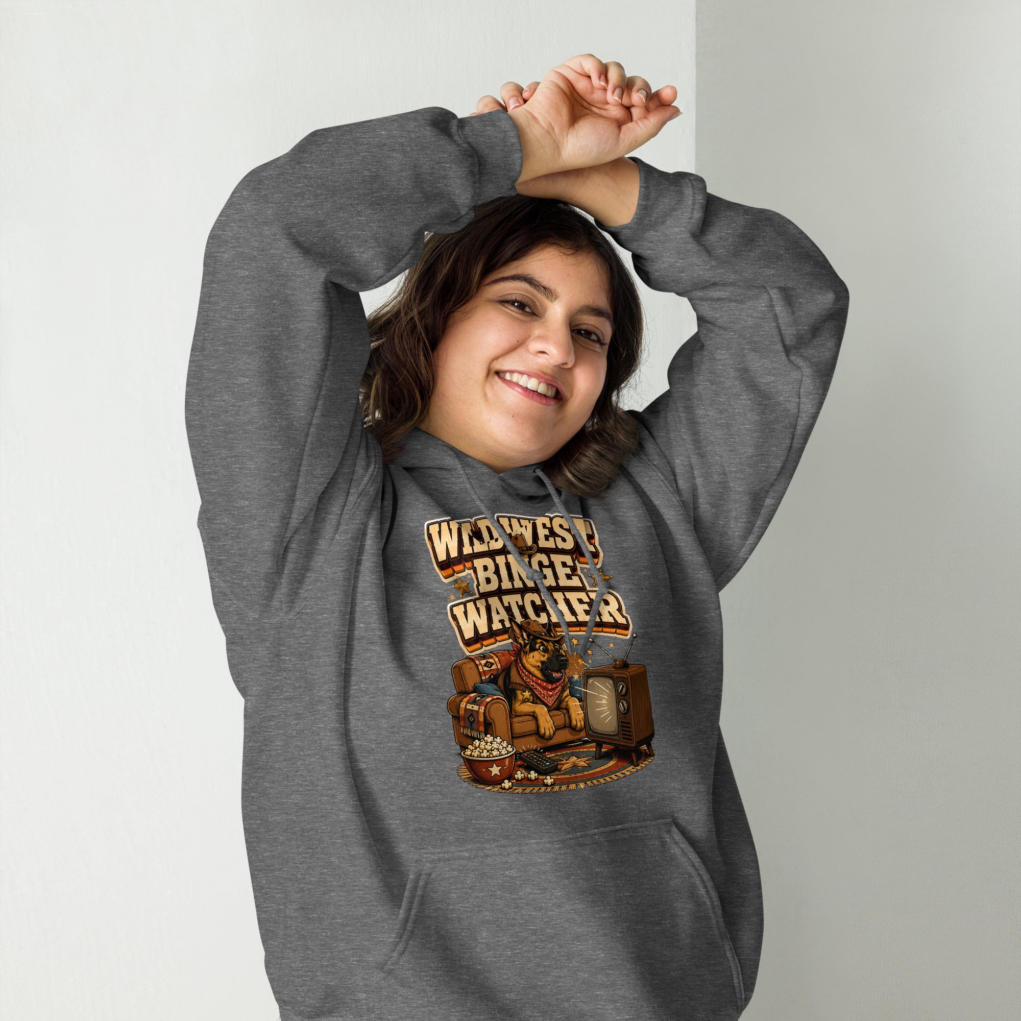 German Shepherd Wild West Binge Watcher Unisex Hoodie by printfluence.net