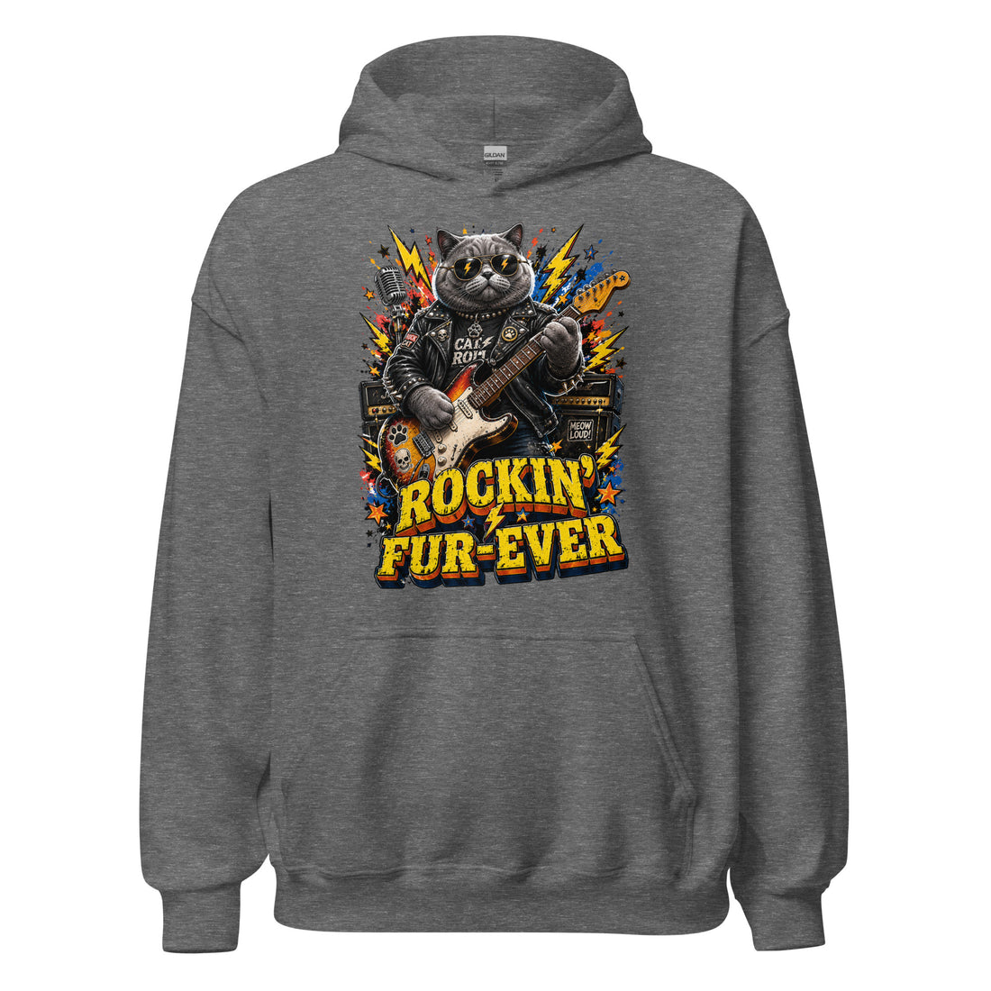 Cat Lovers Unisex Heavy Blend Hoodie "Rockin’ Fur-Ever" by printfluence.net