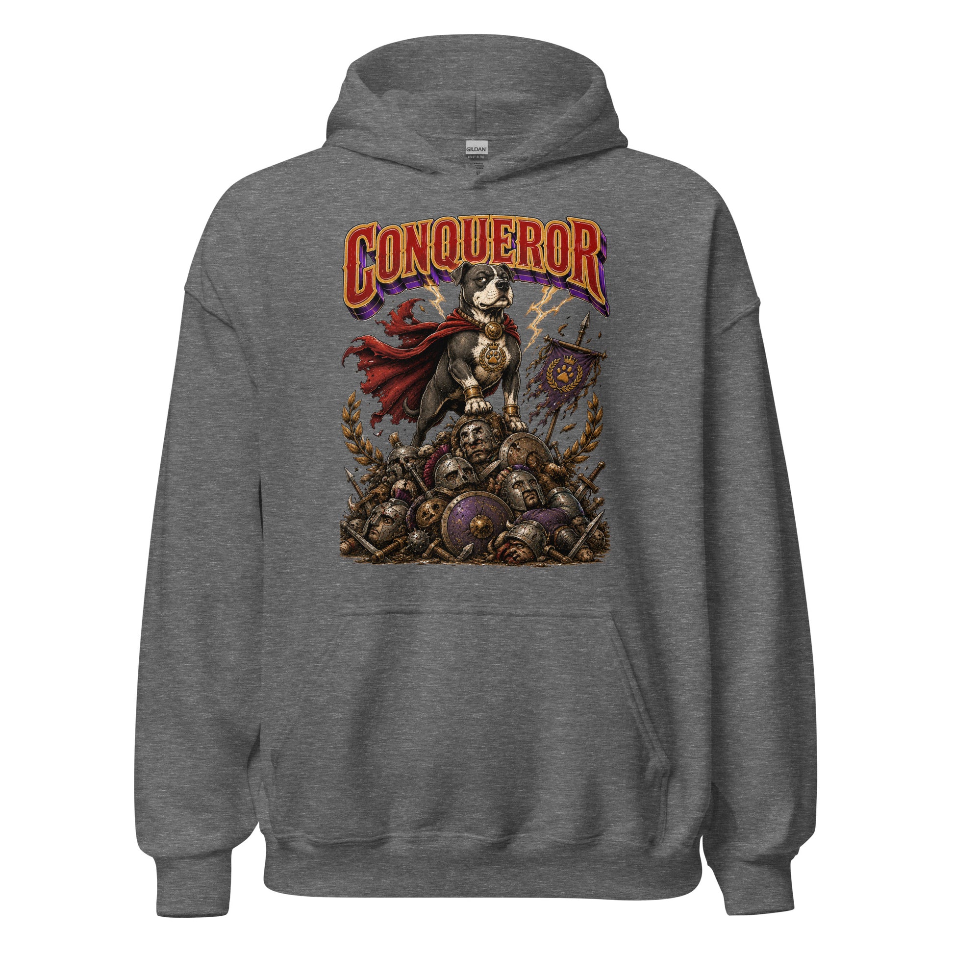 Pitbull Lovers | Unisex Heavy Blend Hoodie - Conqueror Warrior Dog by printfluence.net