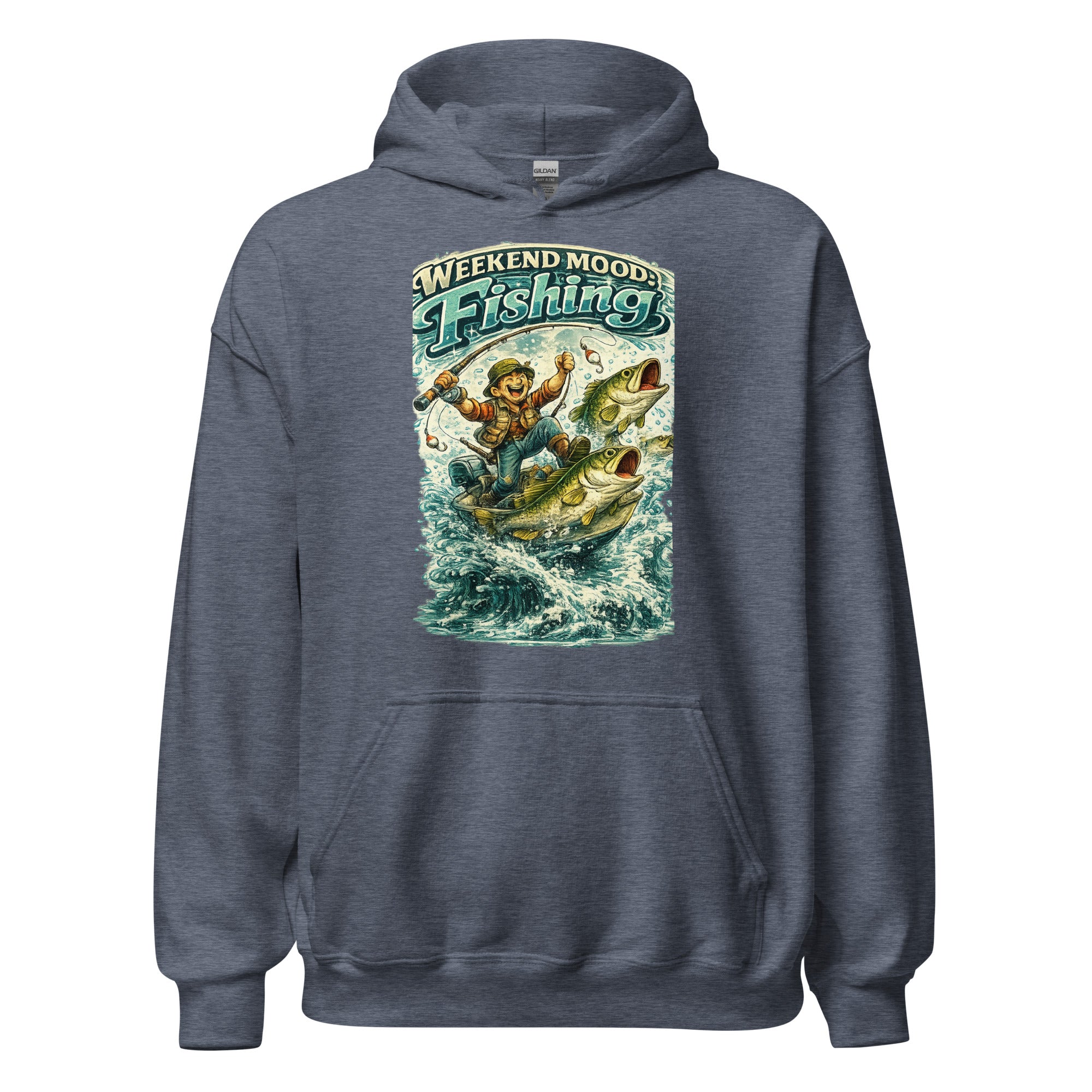 Weekend Mood Fishing Hoodie - Premium Vintage Bass Fishing Lovers Graphic Pullover by printfluence.net