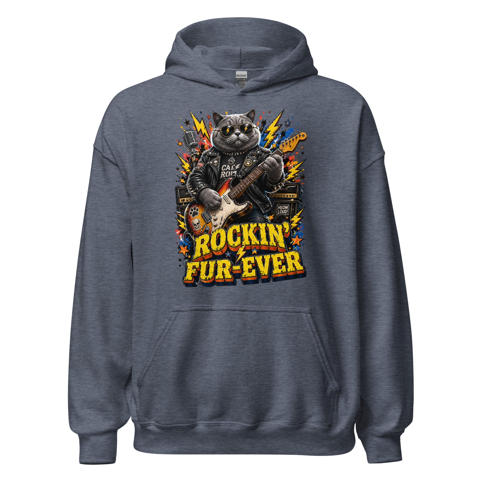 Cat Lovers Unisex Heavy Blend Hoodie "Rockin’ Fur-Ever" by printfluence.net